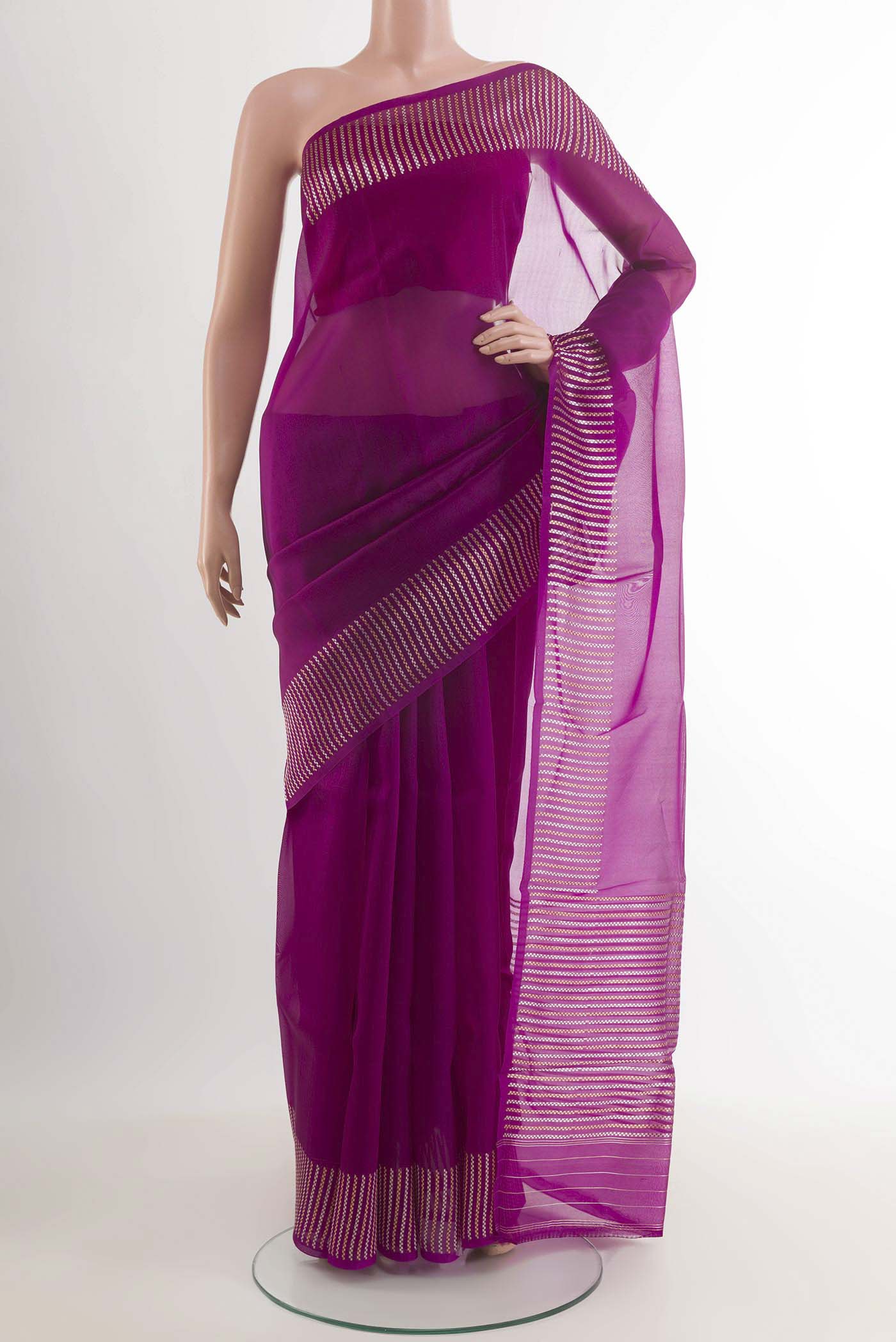 Magenta Organza Silk Saree