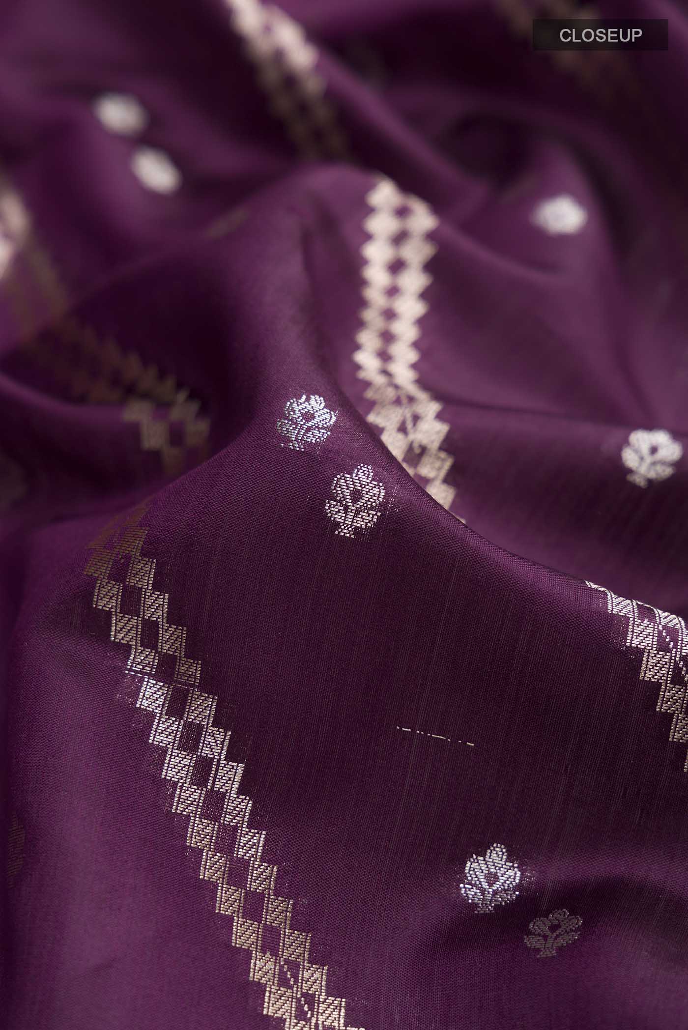 Purple Banarasi Raw Silk Saree - Image 2