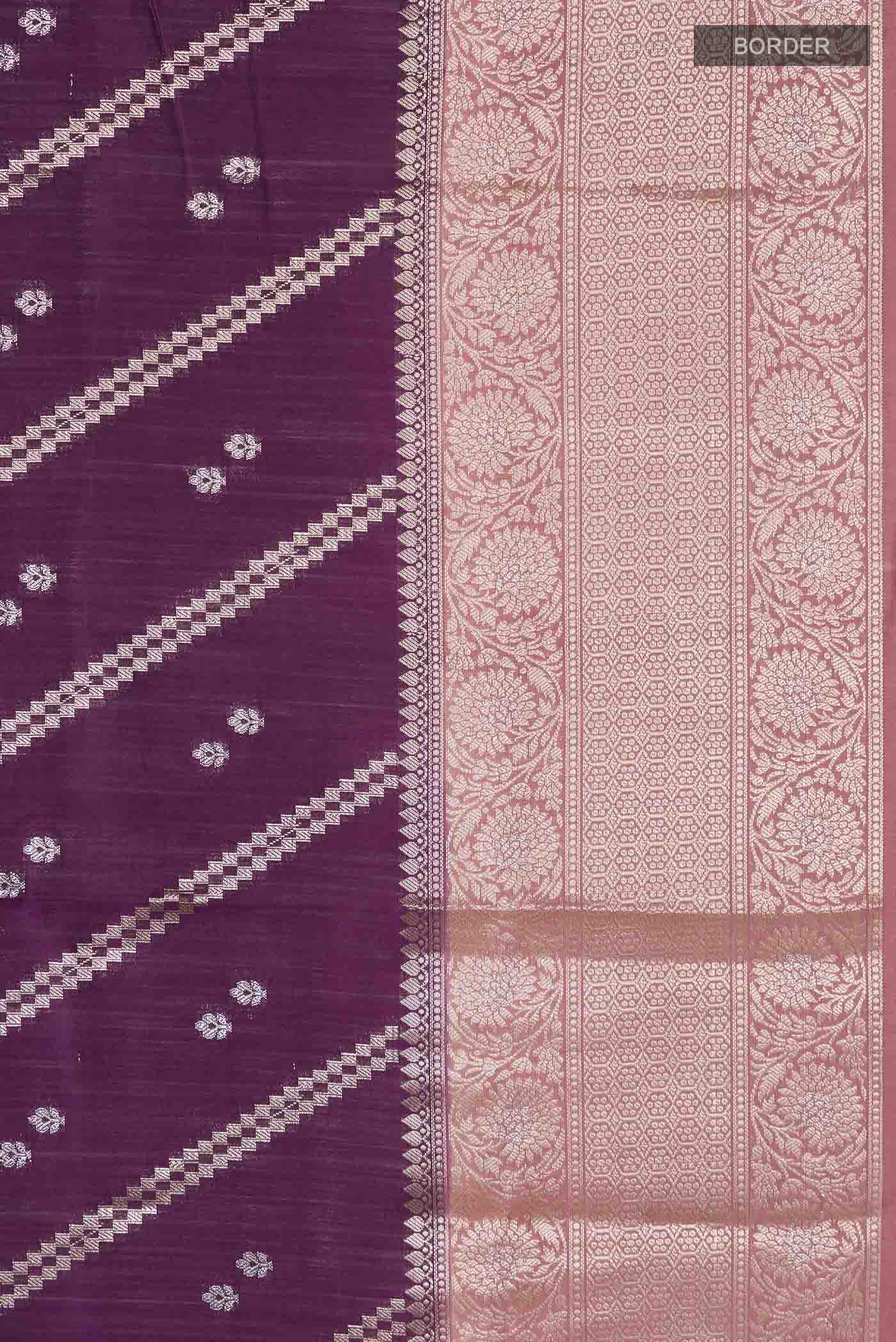 Purple Banarasi Raw Silk Saree - Image 3