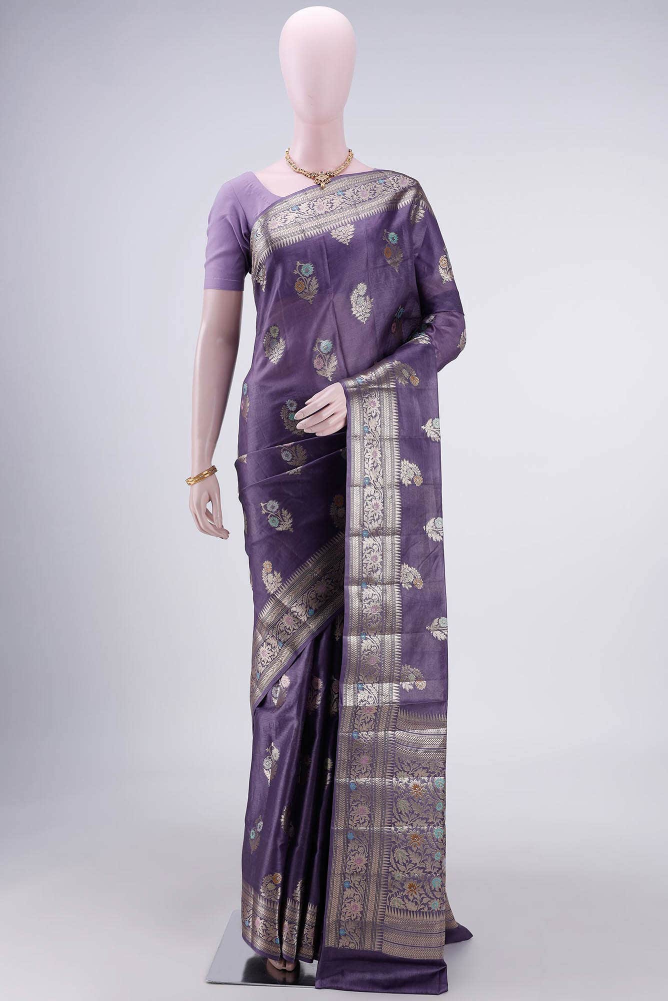 Purple Banarasi Raw Silk Saree