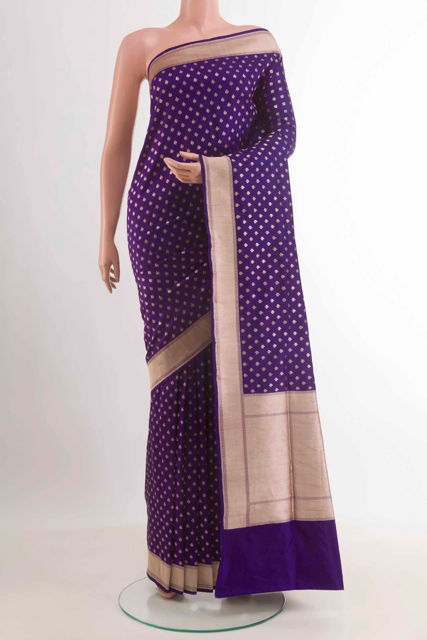 Dark Blue Banarasi Silk Saree