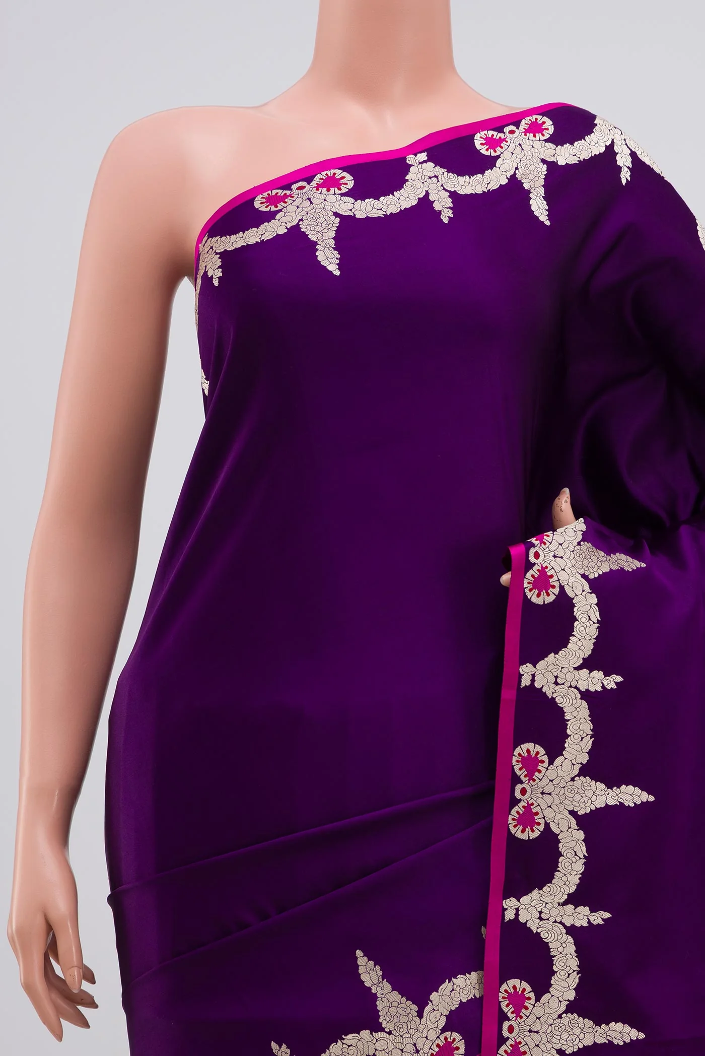 Violet Banarasi Silk Saree - Image 2
