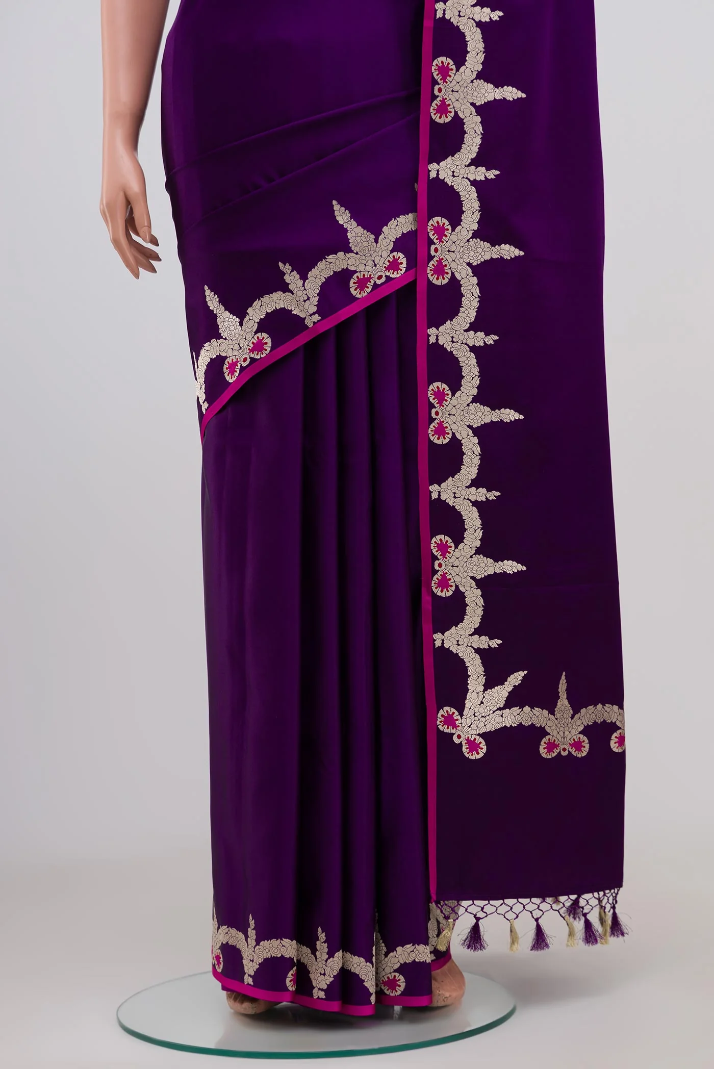 Violet Banarasi Silk Saree - Image 3