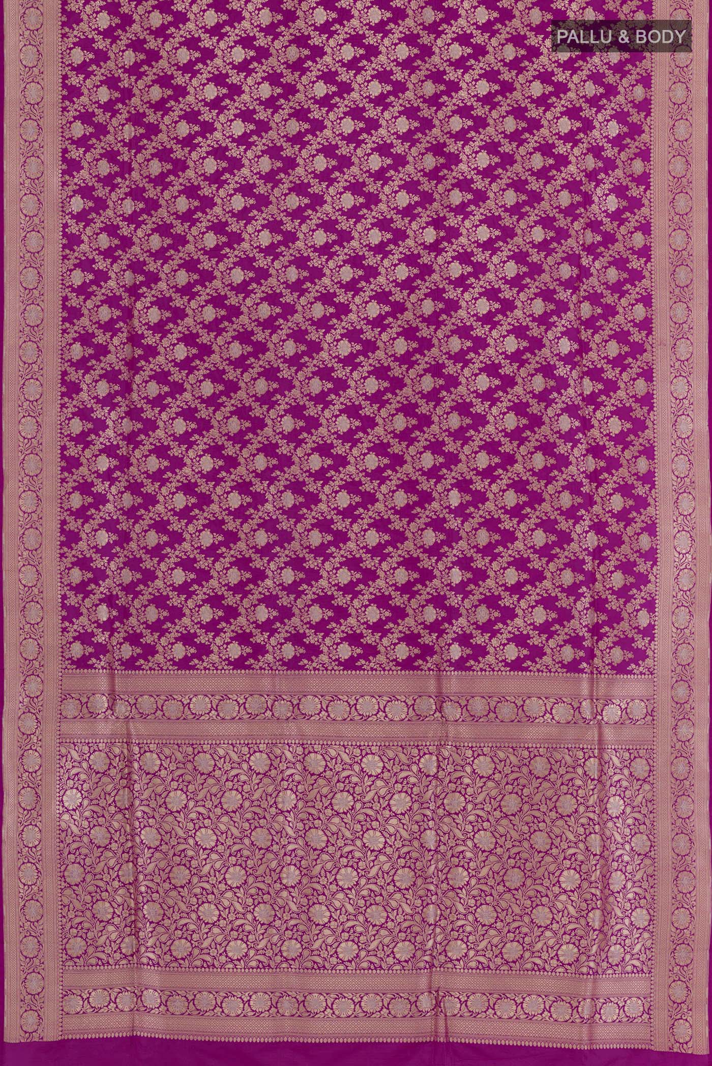 Purple Banarasi Silk Saree - Image 4