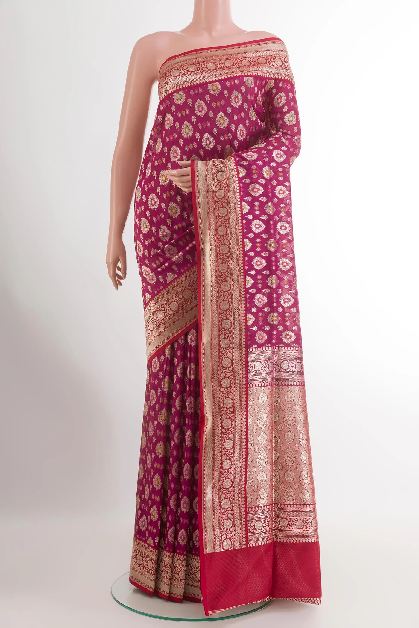 Dark Pink Banarasi Silk Saree