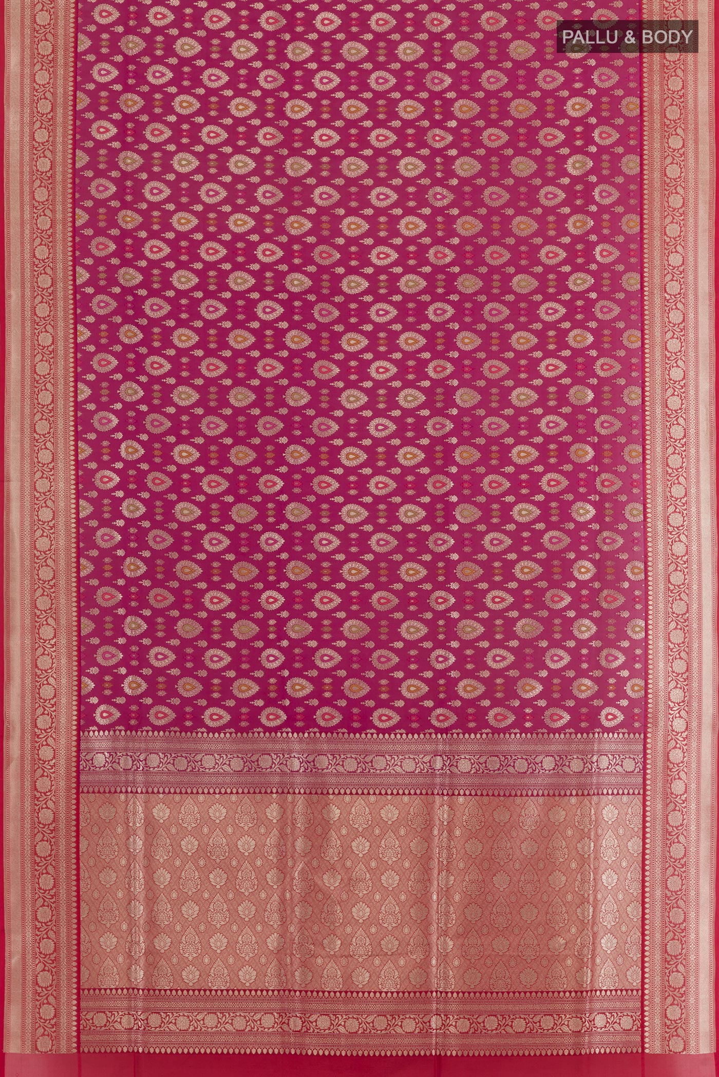 Dark Pink Banarasi Silk Saree - Image 3