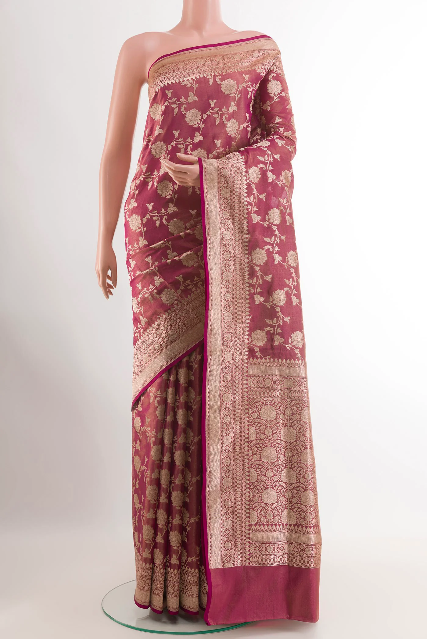 Magenta Banarasi Silk Saree
