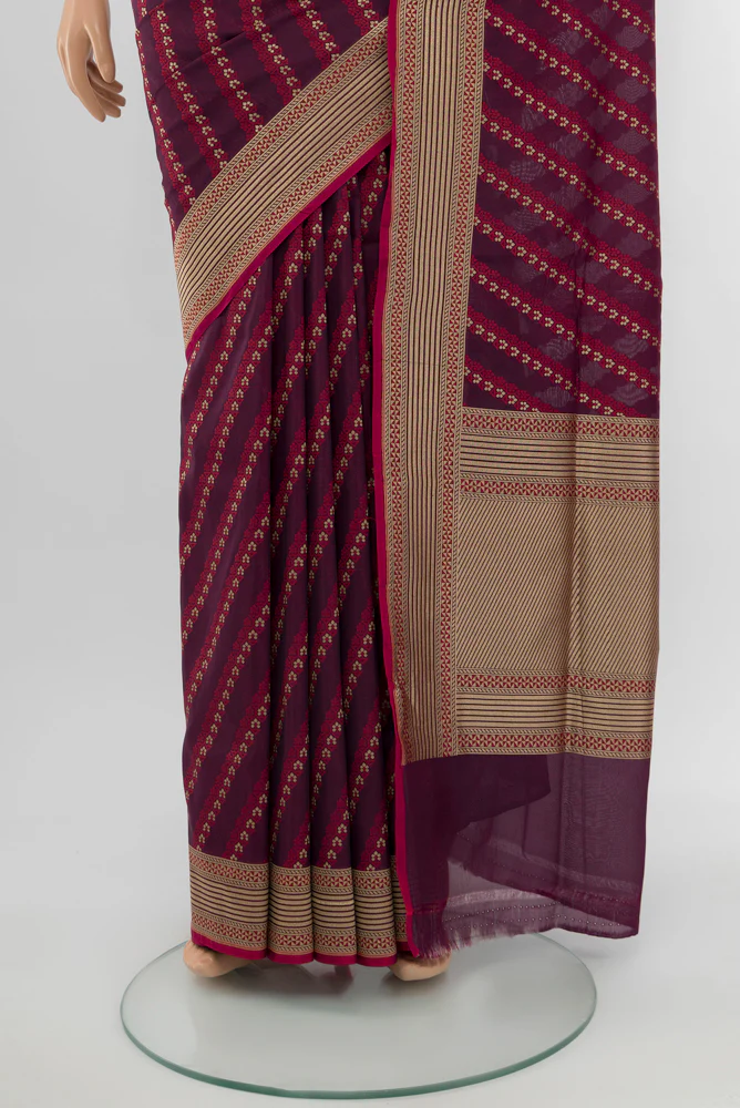 Purple Banarasi Silk Saree - Image 3