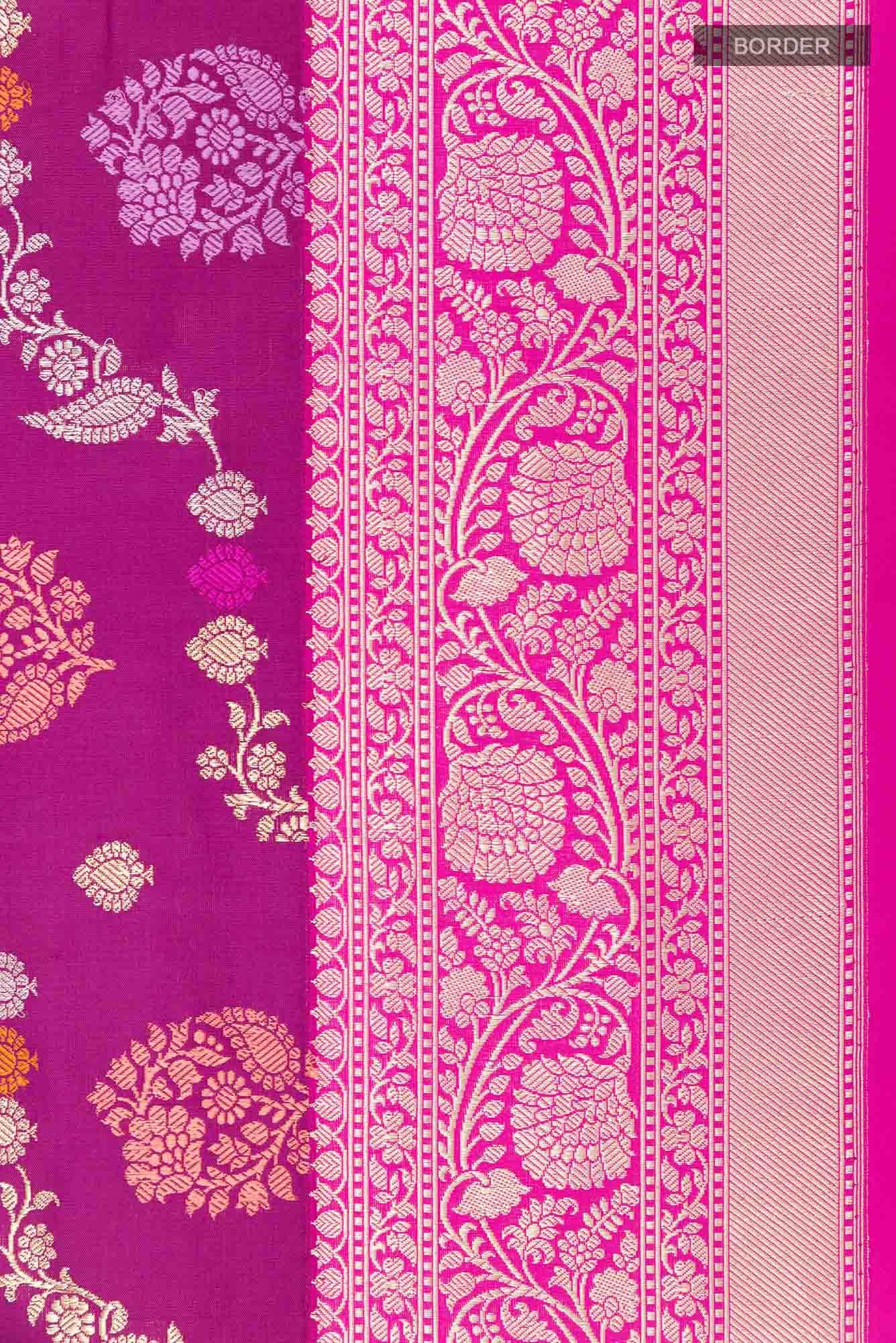 Purple Banarasi Silk Saree - Image 6