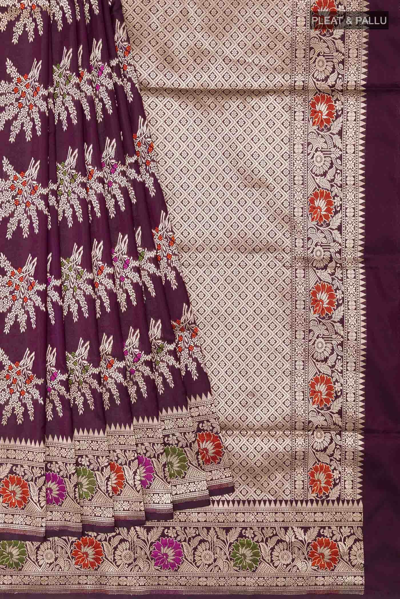 Purple Banarasi Silk Saree - Image 2