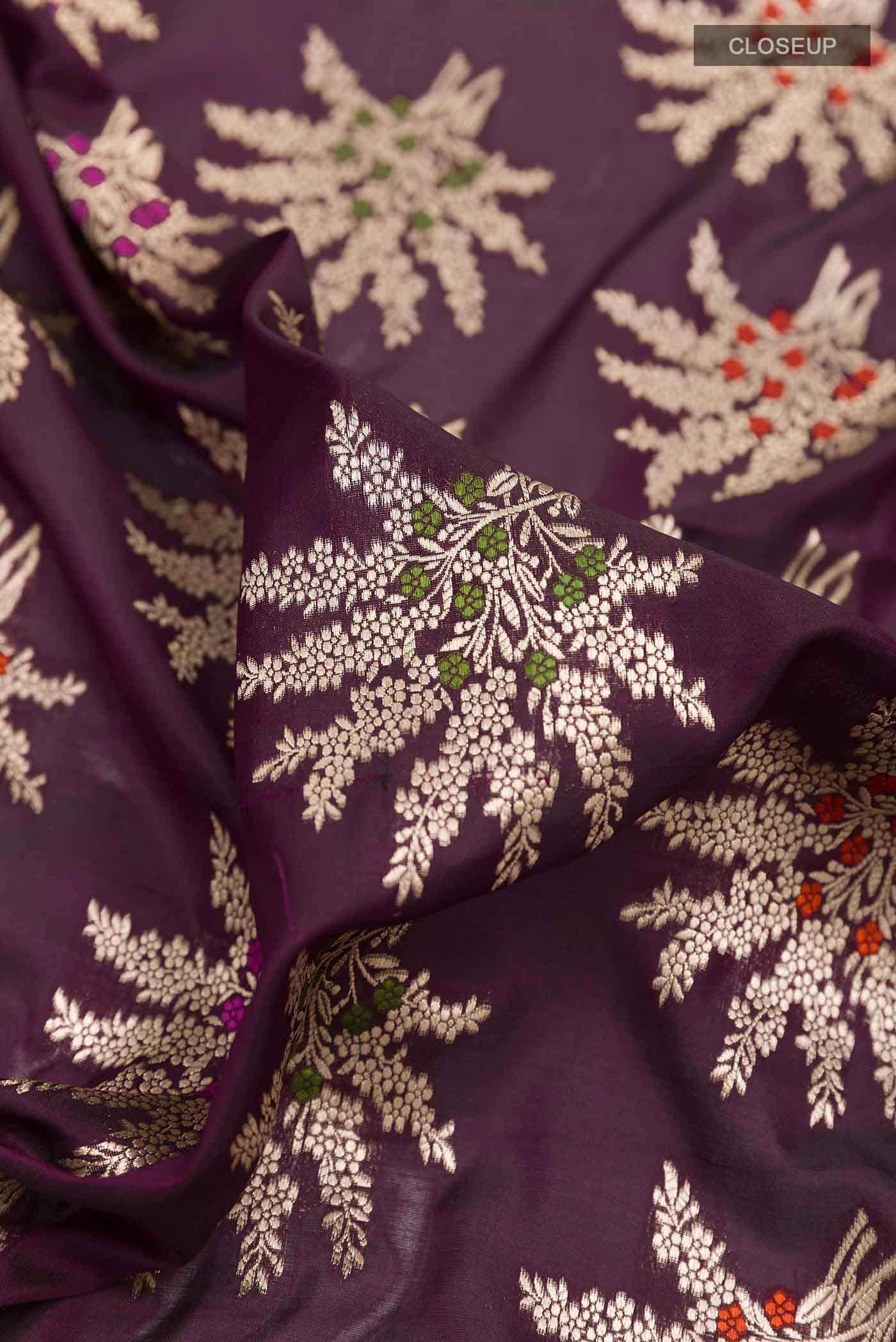 Purple Banarasi Silk Saree - Image 3