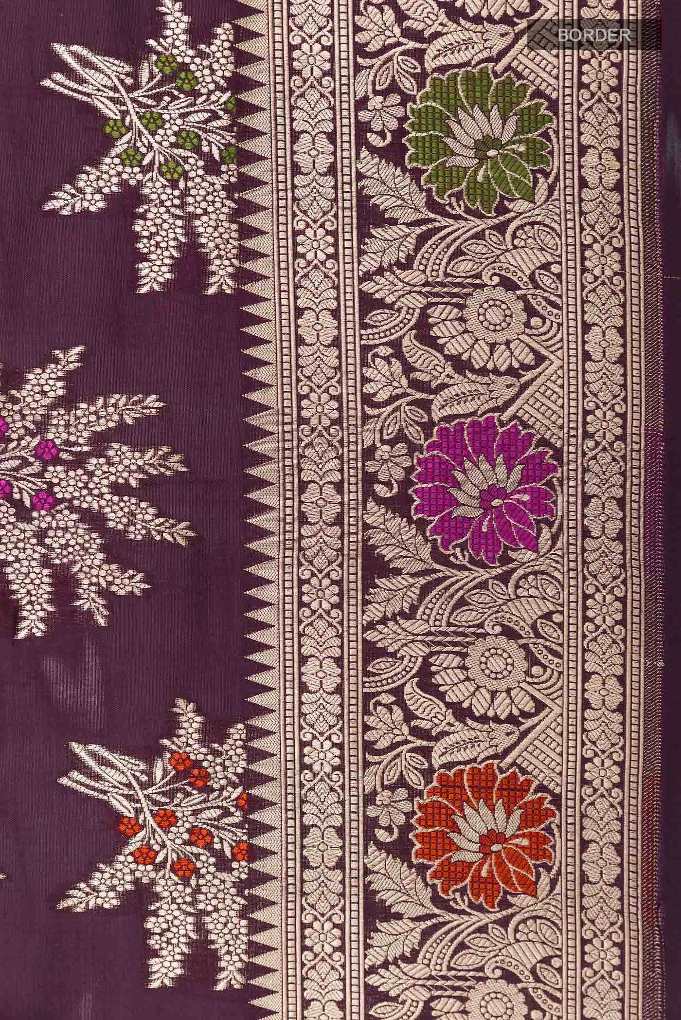 Purple Banarasi Silk Saree - Image 6