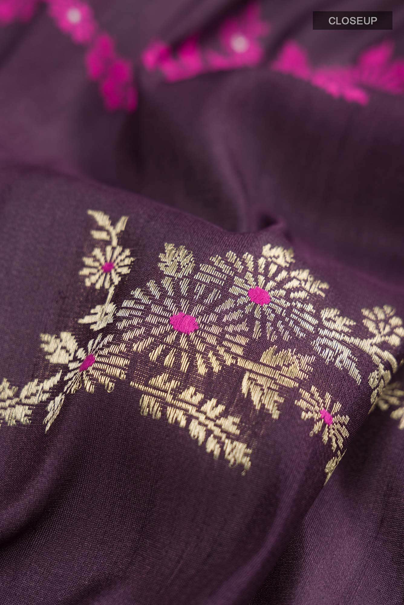 Purple Banarasi Silk Saree - Image 3