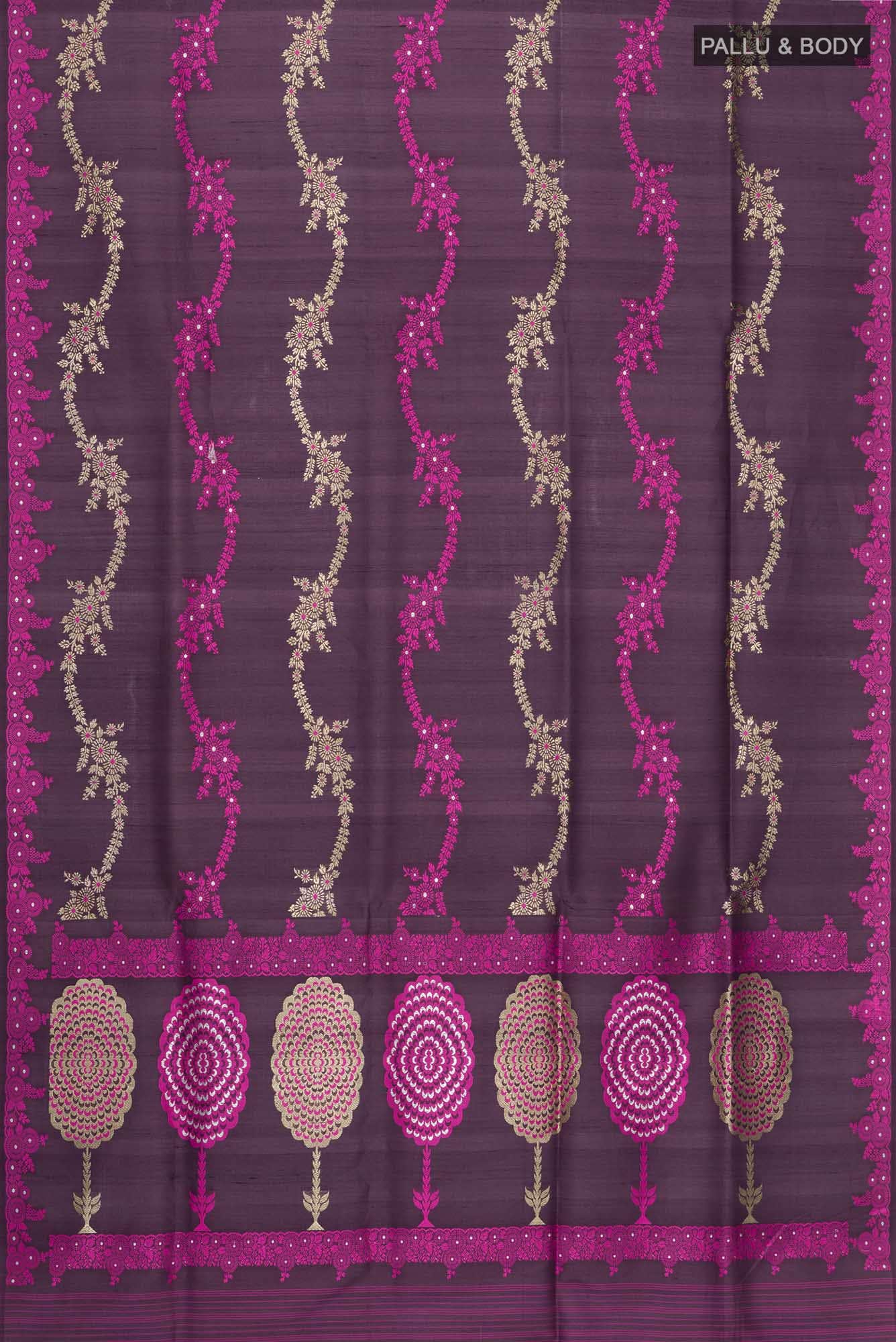 Purple Banarasi Silk Saree - Image 4