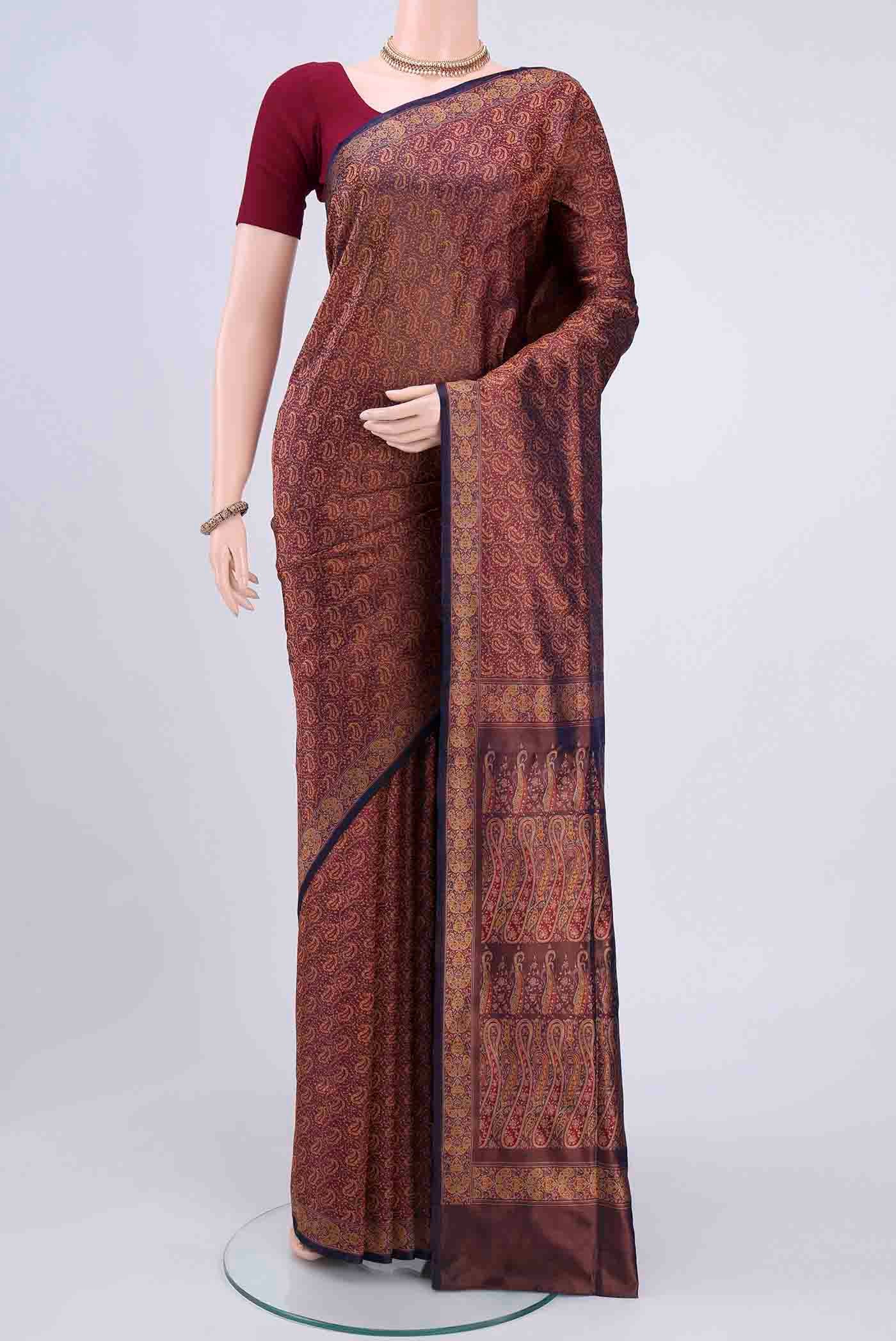 Purple Banarasi Tanchoi Silk Saree
