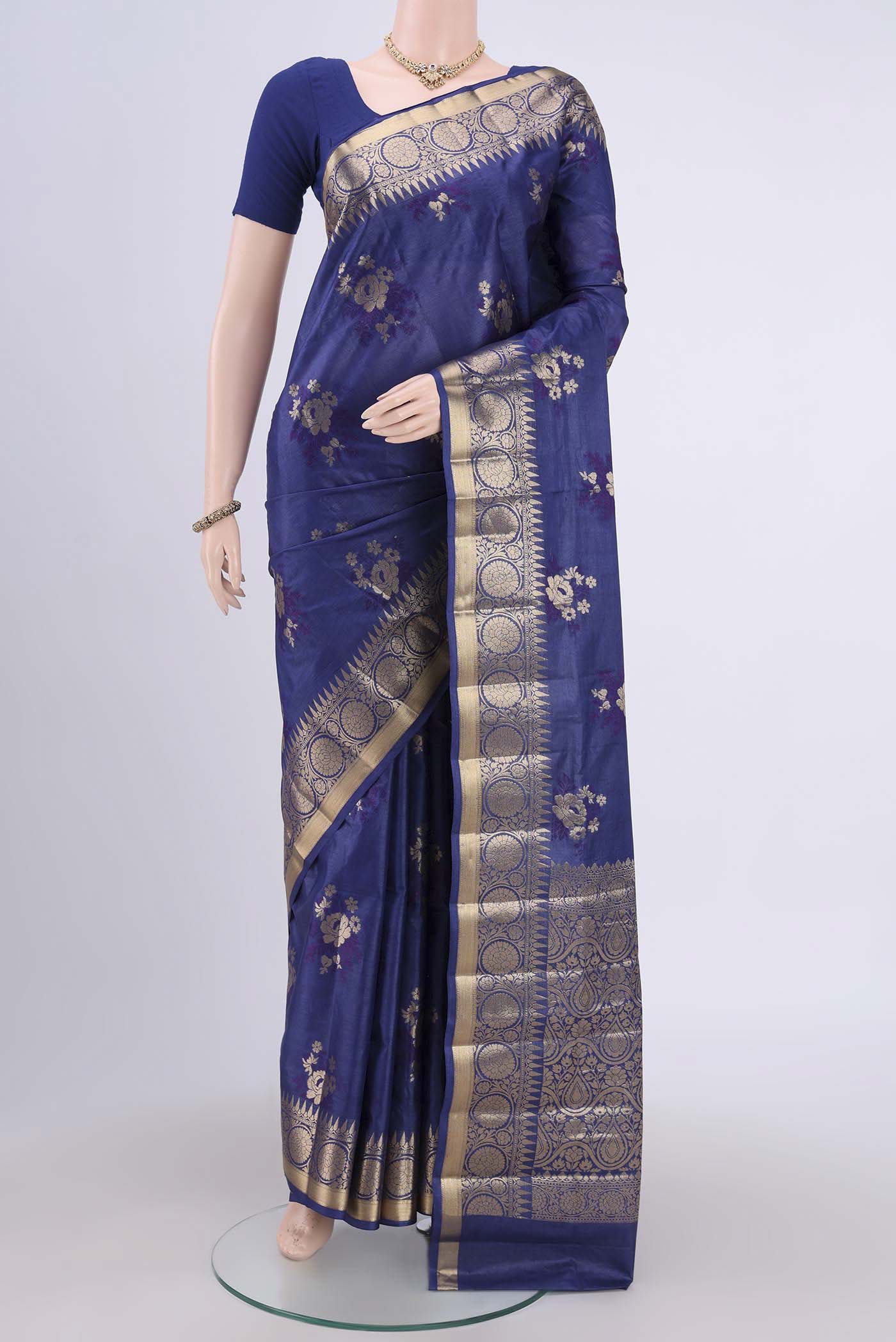 Blue Banarasi Tussar Silk Saree