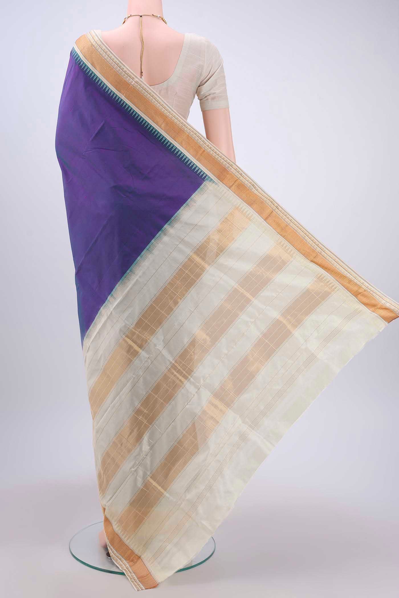 Purple Bangalore Silk - kadyal Saree - Image 3