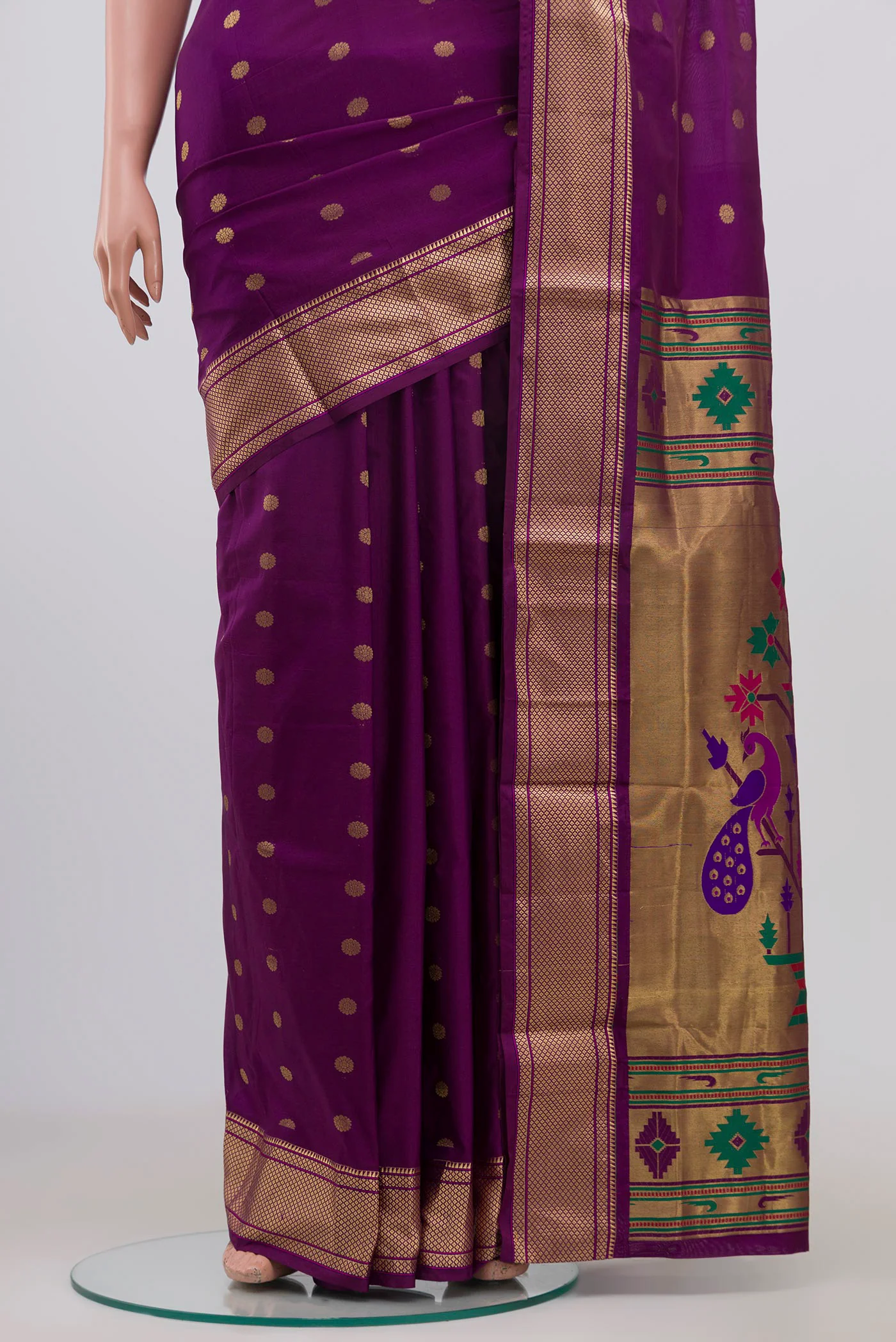 Purple Blended Paithani Silk Saree - Image 3