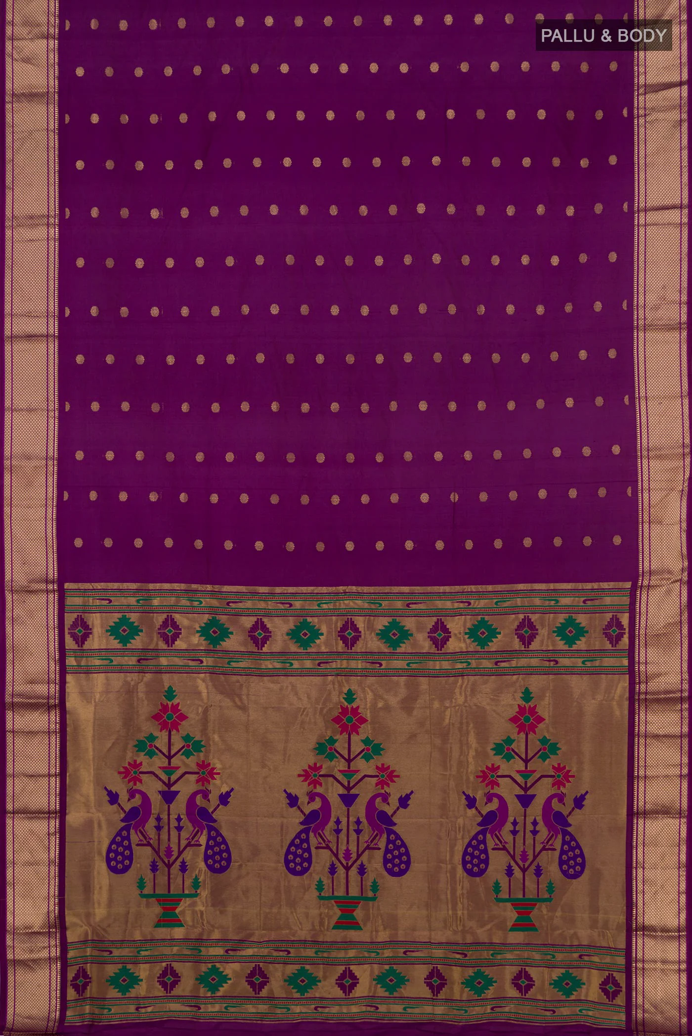 Purple Blended Paithani Silk Saree - Image 5