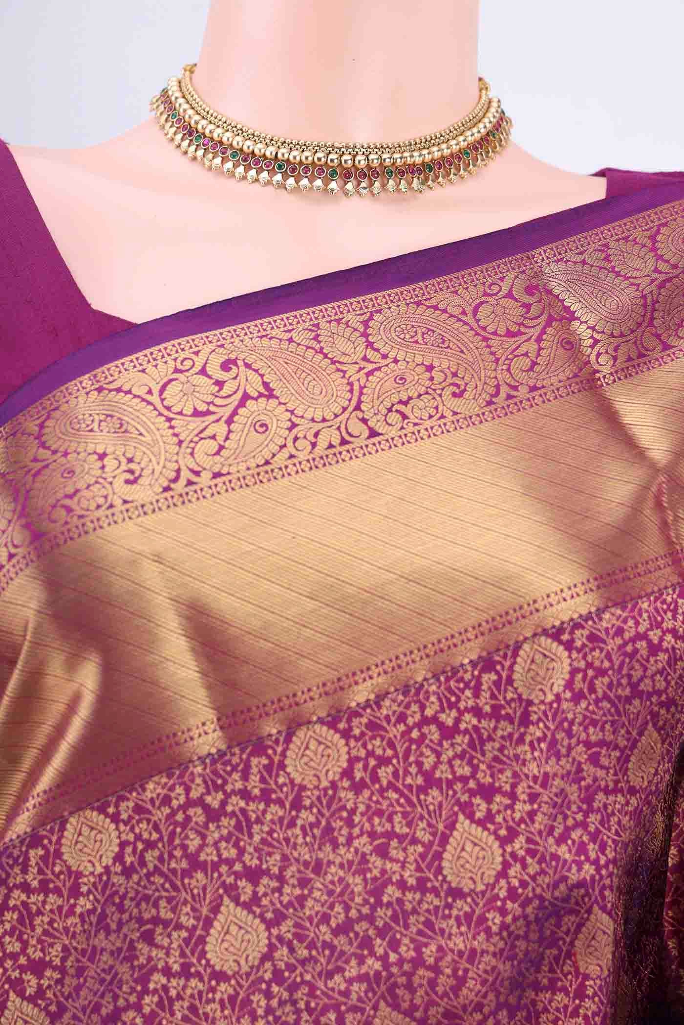Purple Bangalore Silk Saree - Image 2