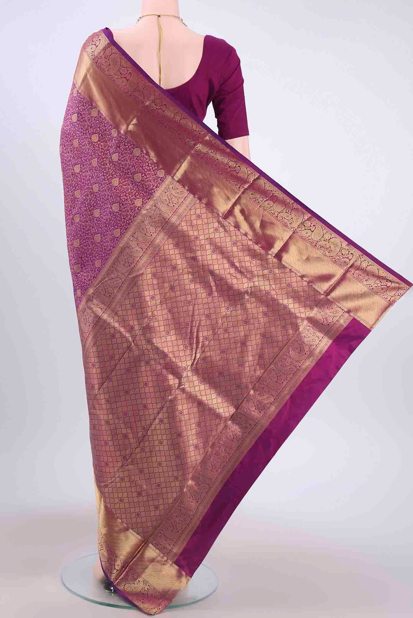 Purple Bangalore Silk Saree - Image 3