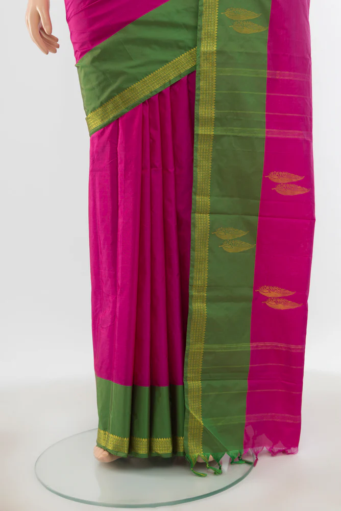 Rani Pink Kanjivaram Silk Saree - Image 3
