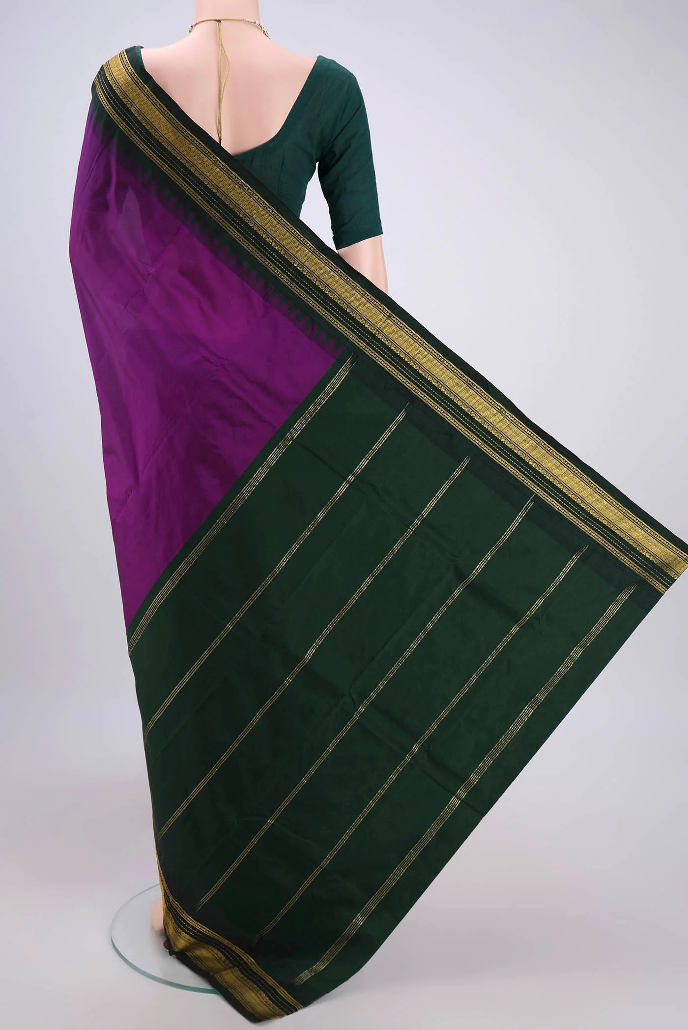 Purple Bangalore Silk Saree - Image 3
