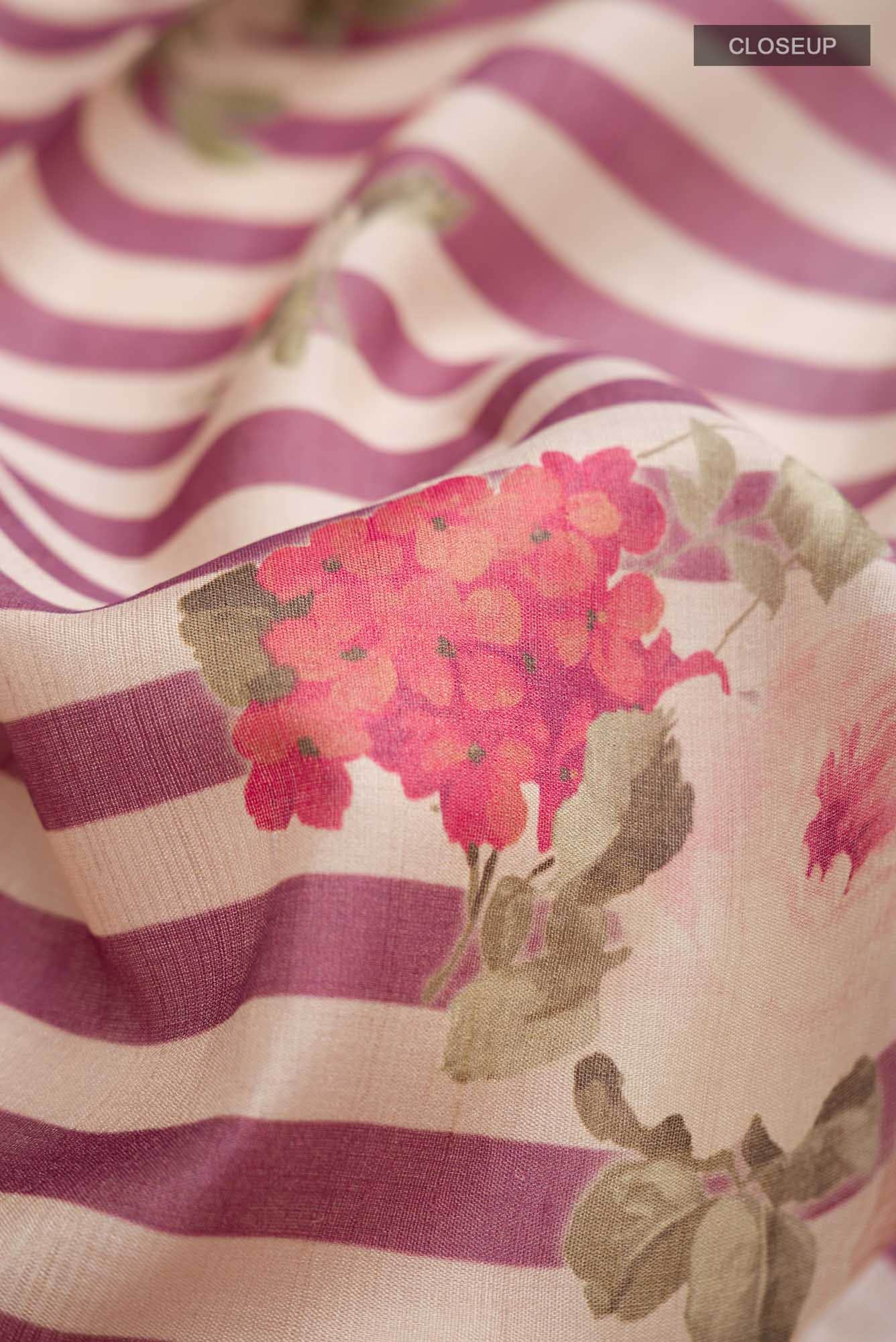 Purple Bhagalpuri Tussar Silk Saree - Image 2