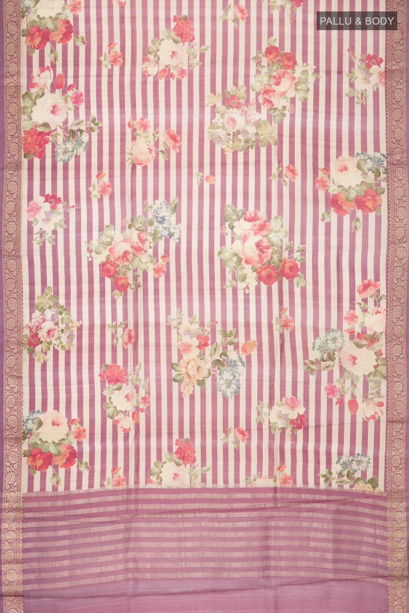 Purple Bhagalpuri Tussar Silk Saree - Image 3