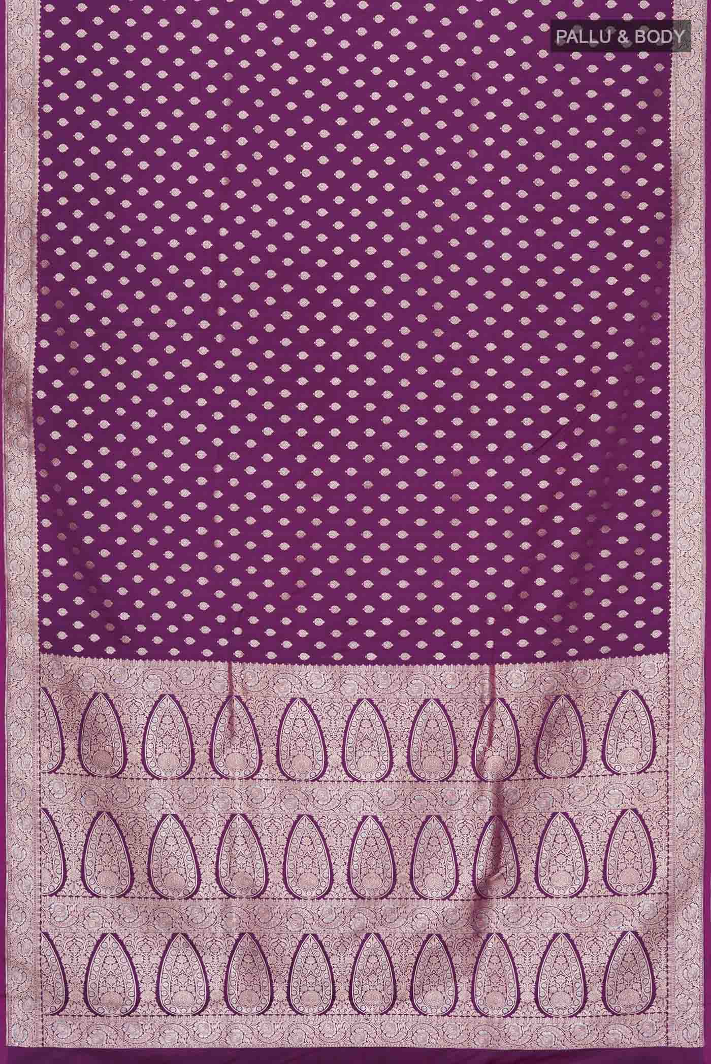 Purple Blended Banarasi Silk Saree - Image 3