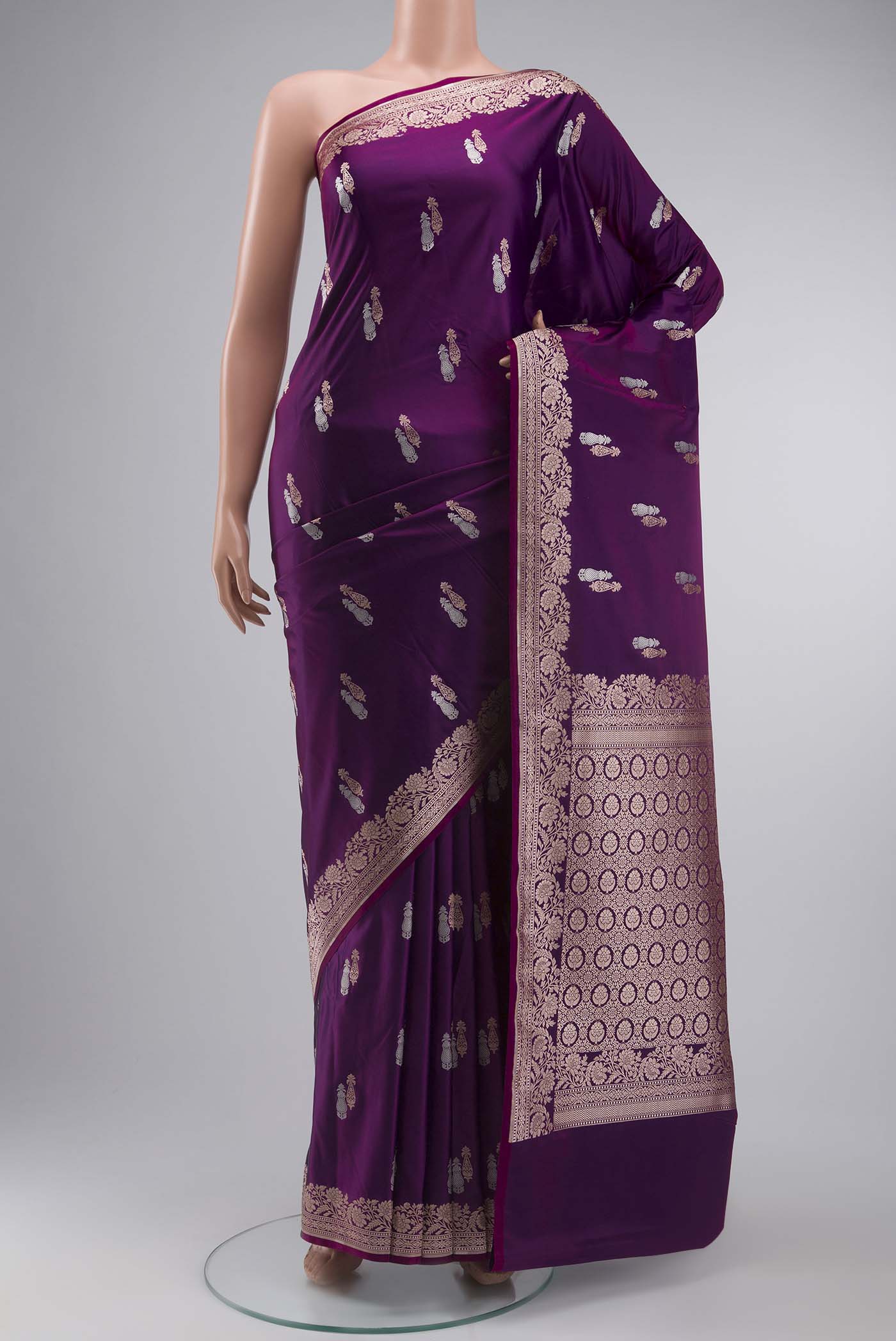 Purple Blended Banarasi Silk Saree