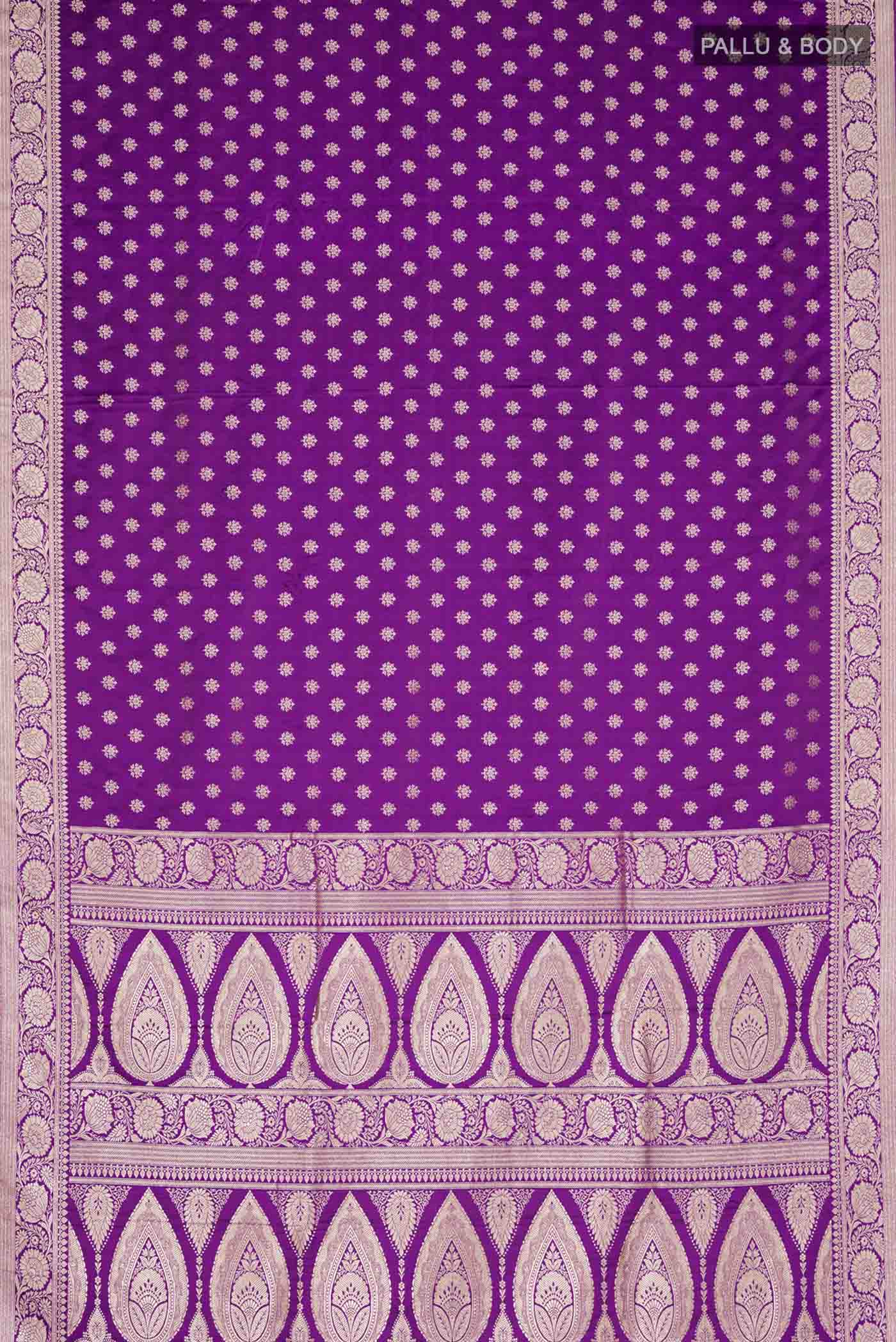 Purple Blended Banarasi Silk Saree - Image 3