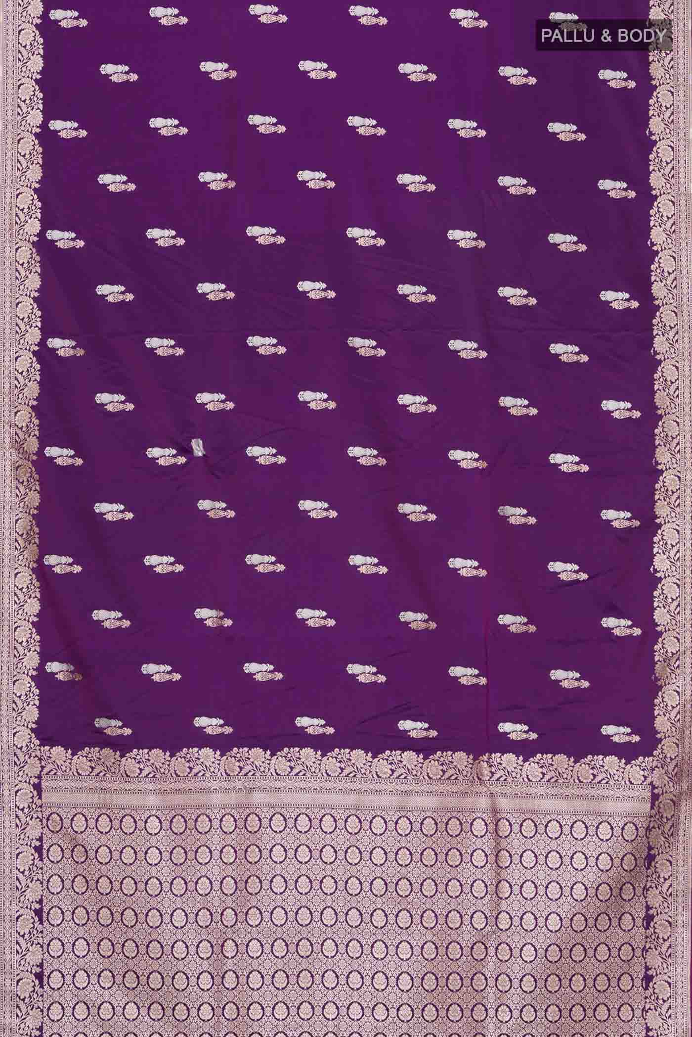 Purple Blended Banarasi Silk Saree - Image 3