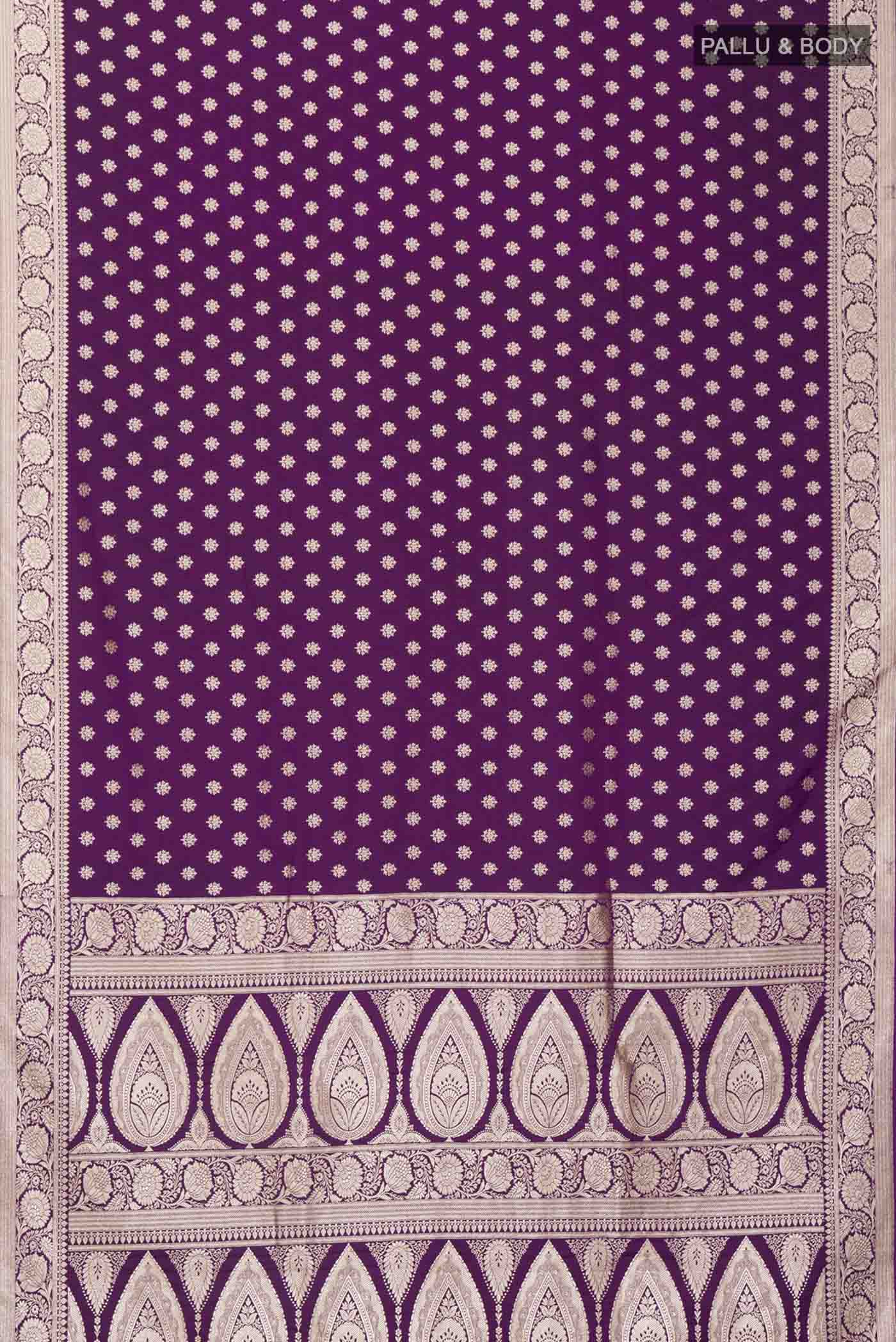 Purple Blended Banarasi Silk Saree - Image 3