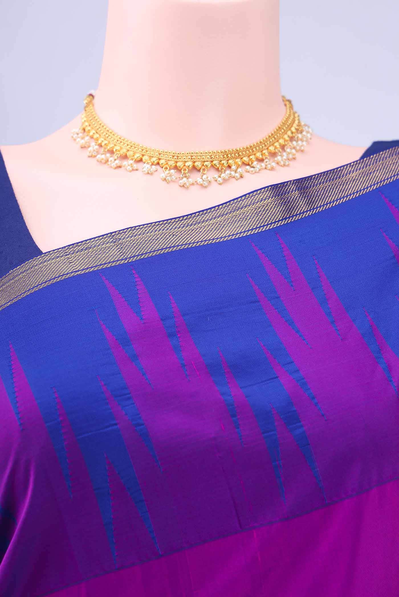 Purple Blended Bangalore Silk - kadyal Saree - Image 3