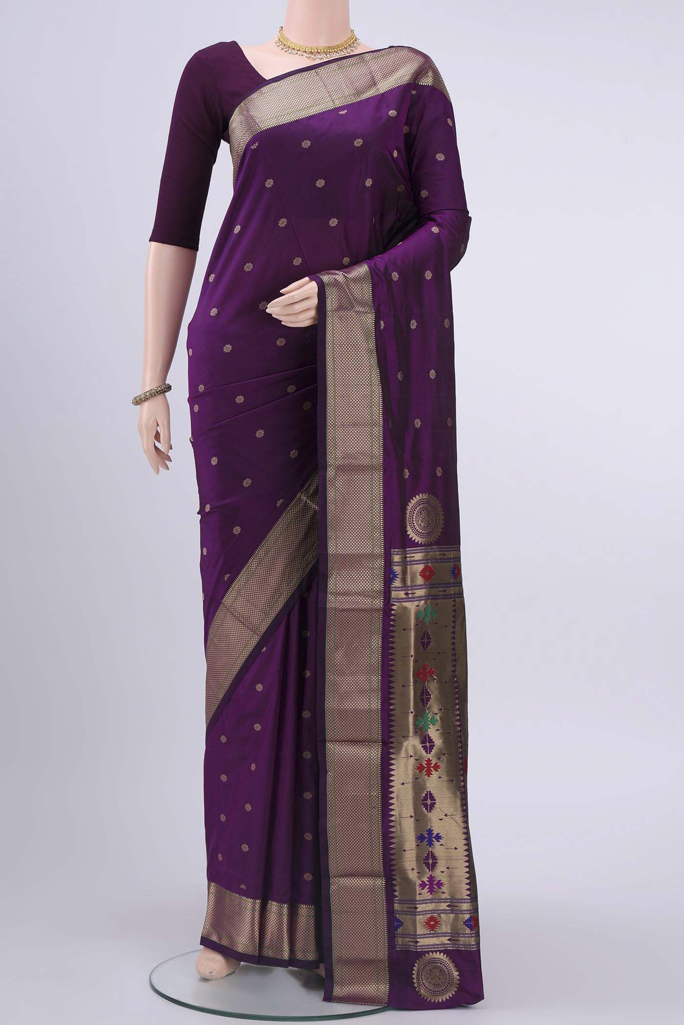 Purple Blended Bangalore Silk Saree