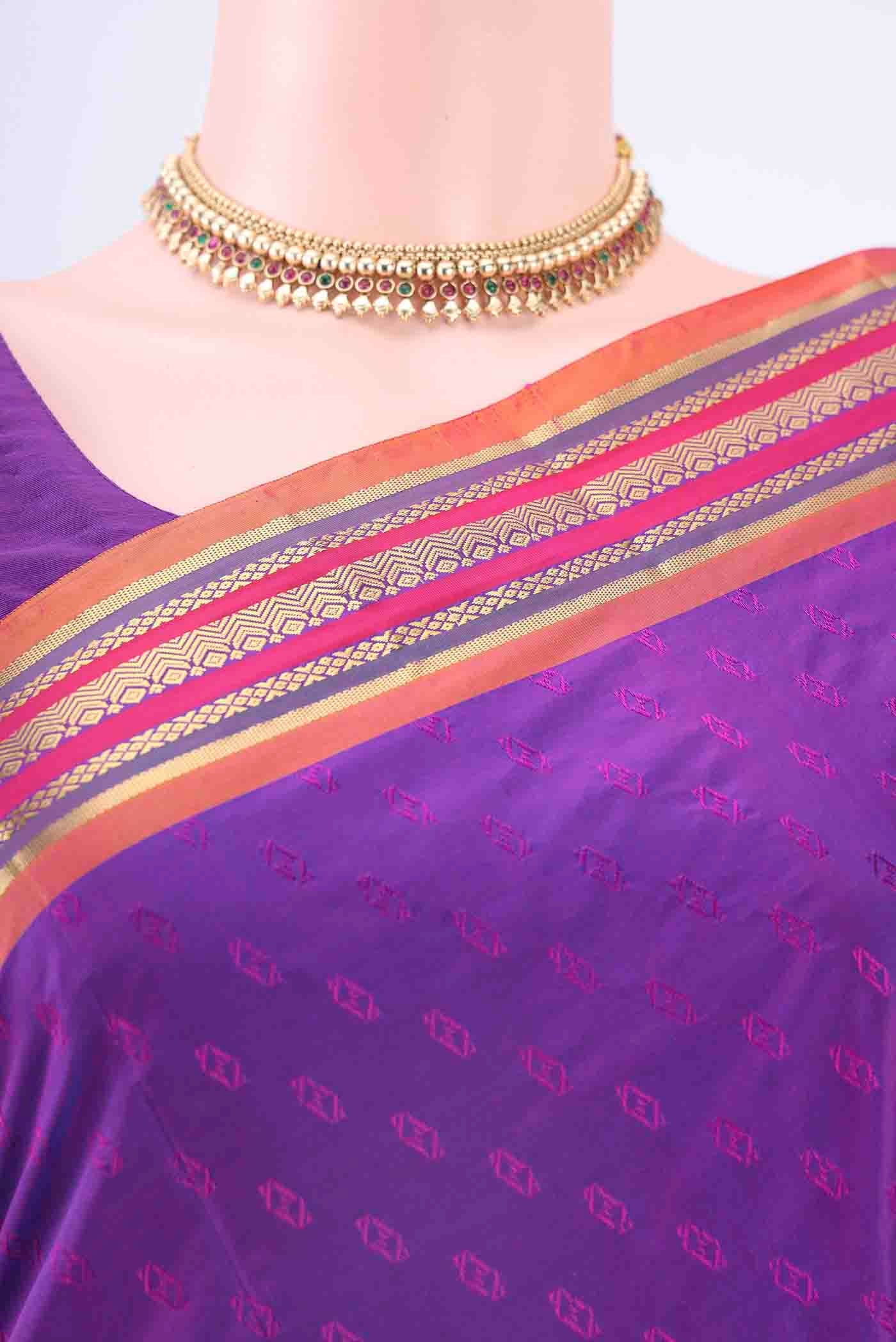 Purple Blended Bangalore Silk Saree - Image 2