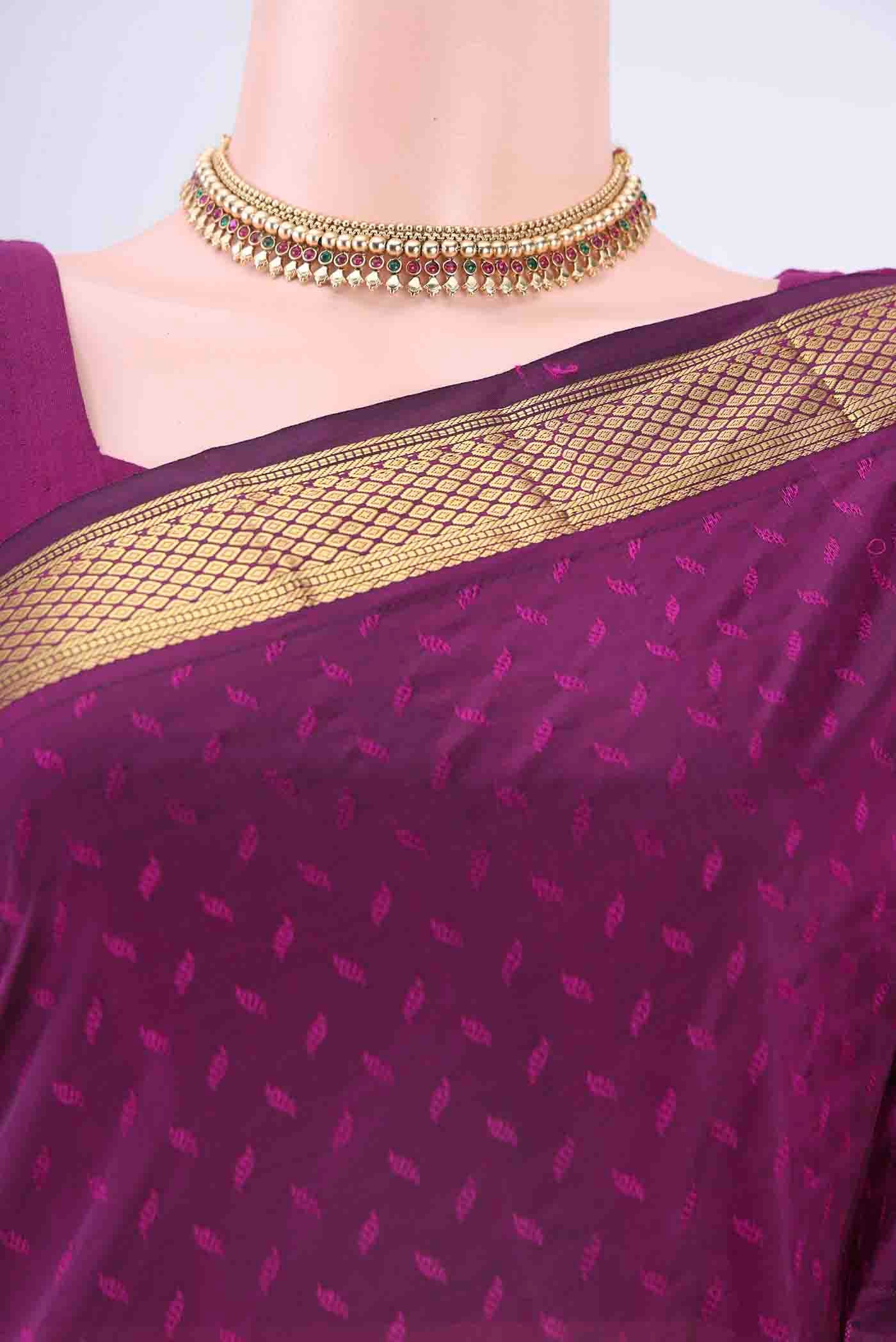 Purple Blended Bangalore Silk Saree - Image 2