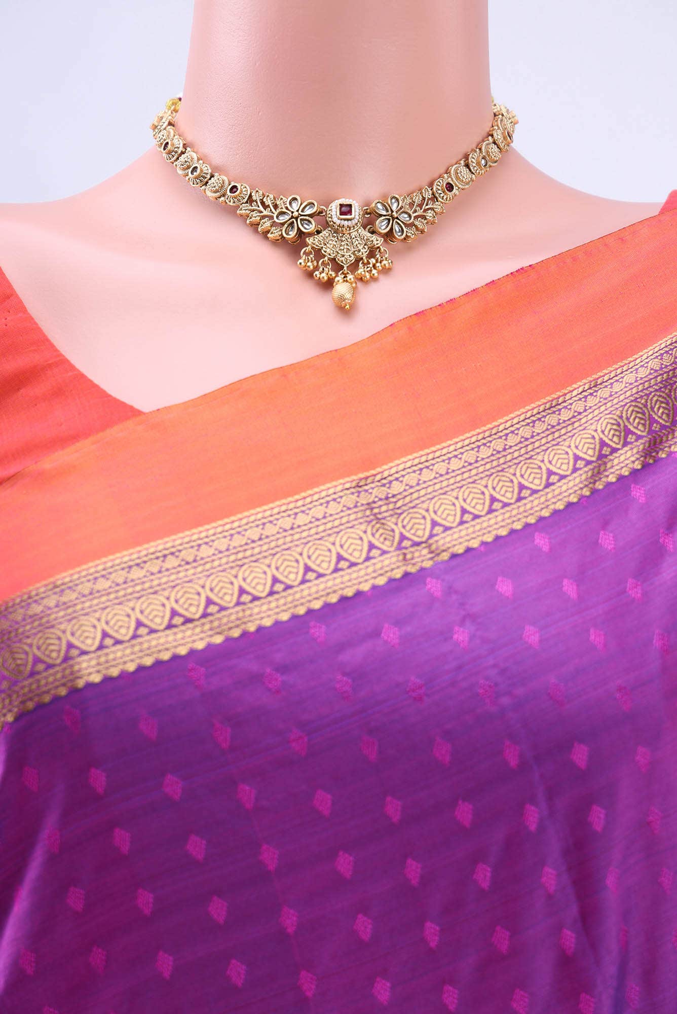 Purple Blended Bangalore Silk Saree - Image 3