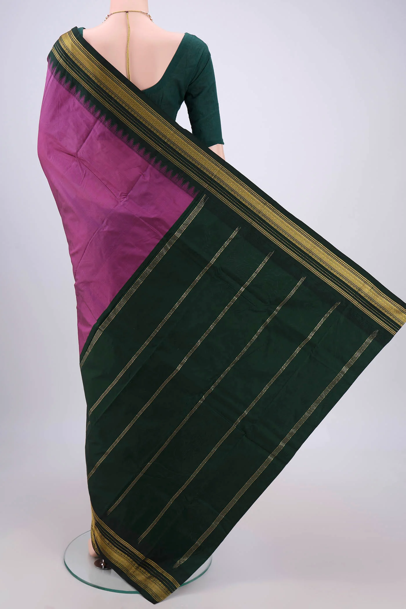 Purple Blended Bangalore Silk Saree - Image 3
