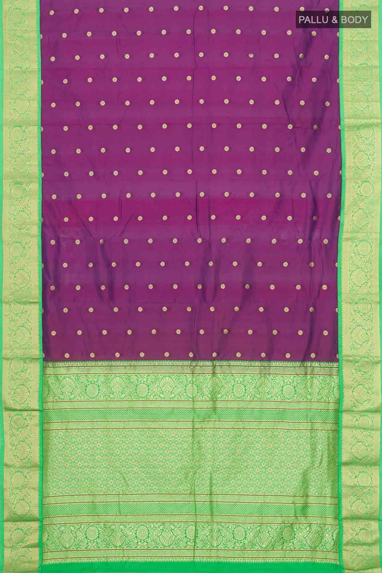 Purple Blended Bangalore Silk Saree - Image 2