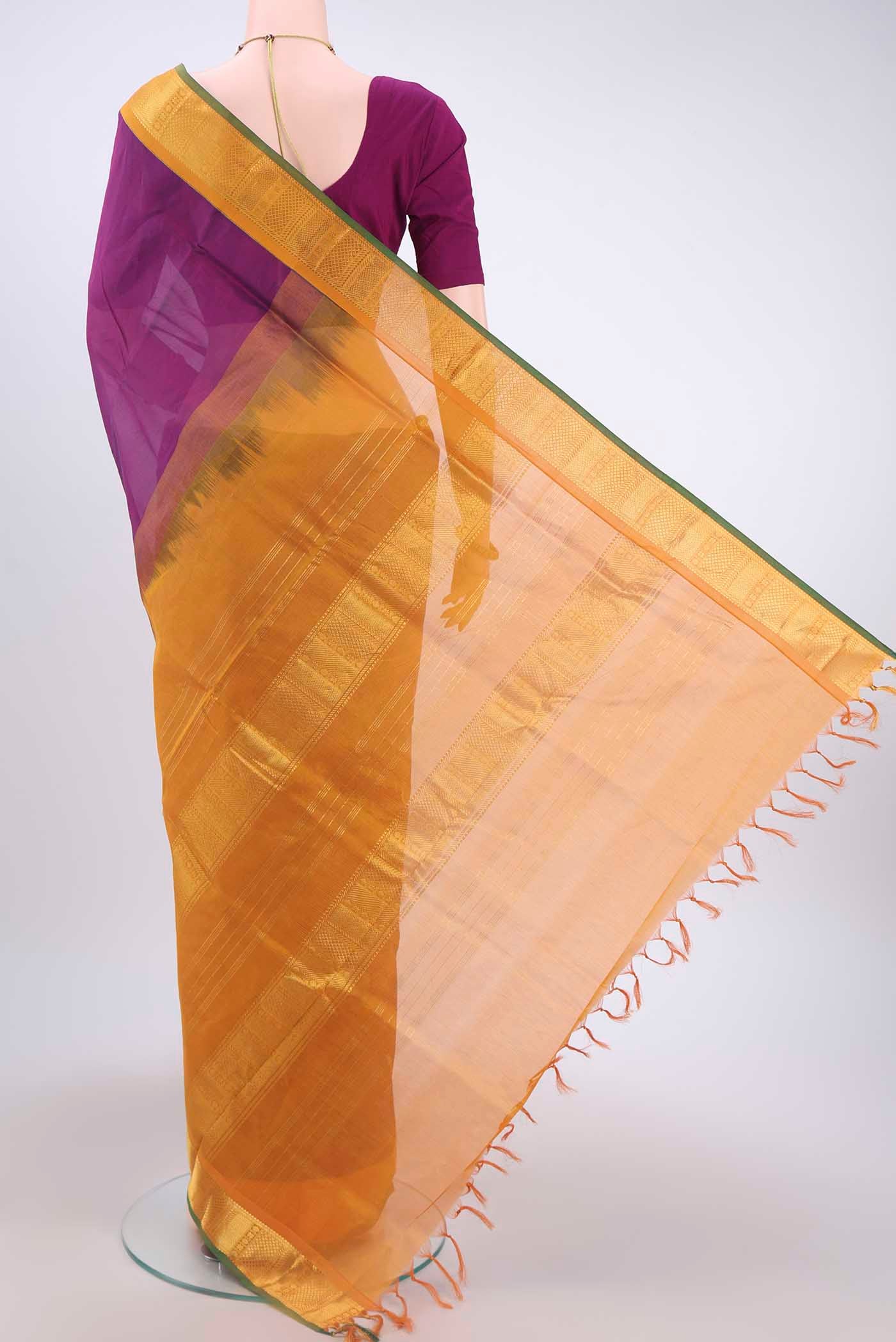 Purple Blended Coimbatore Silk Cotton Saree - Image 3