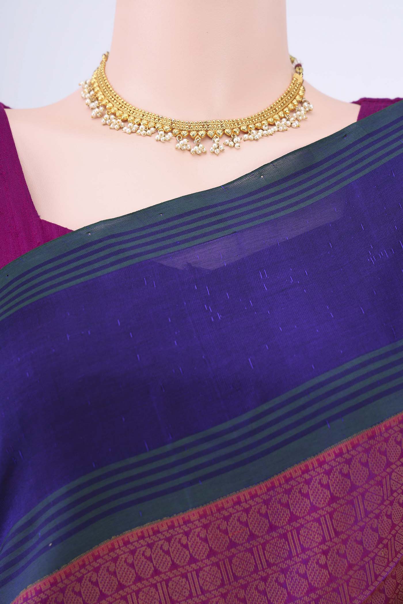 Purple Blended Coimbatore Silk Cotton Saree - Image 2