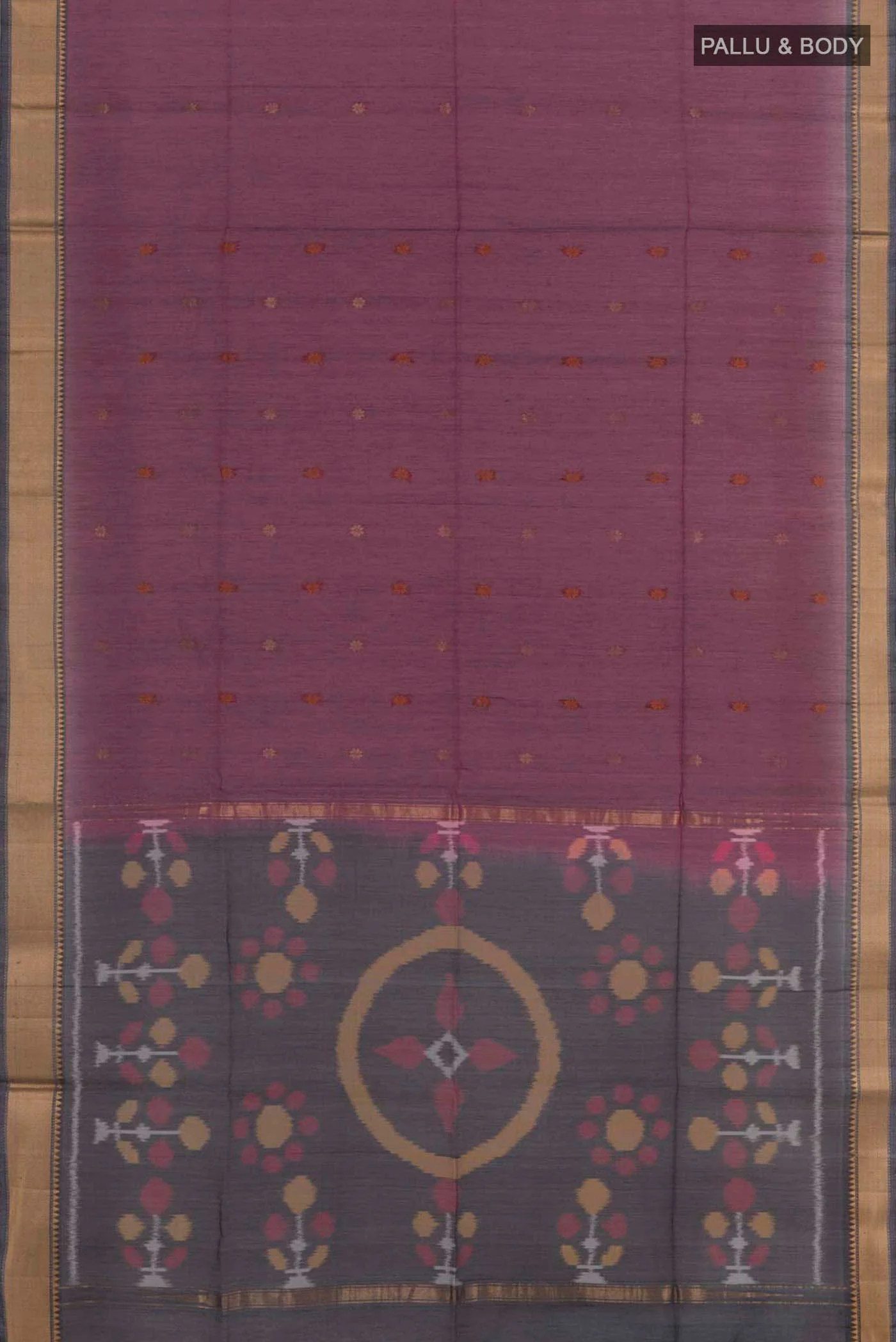 Magenta Silk Cotton Saree - Image 3