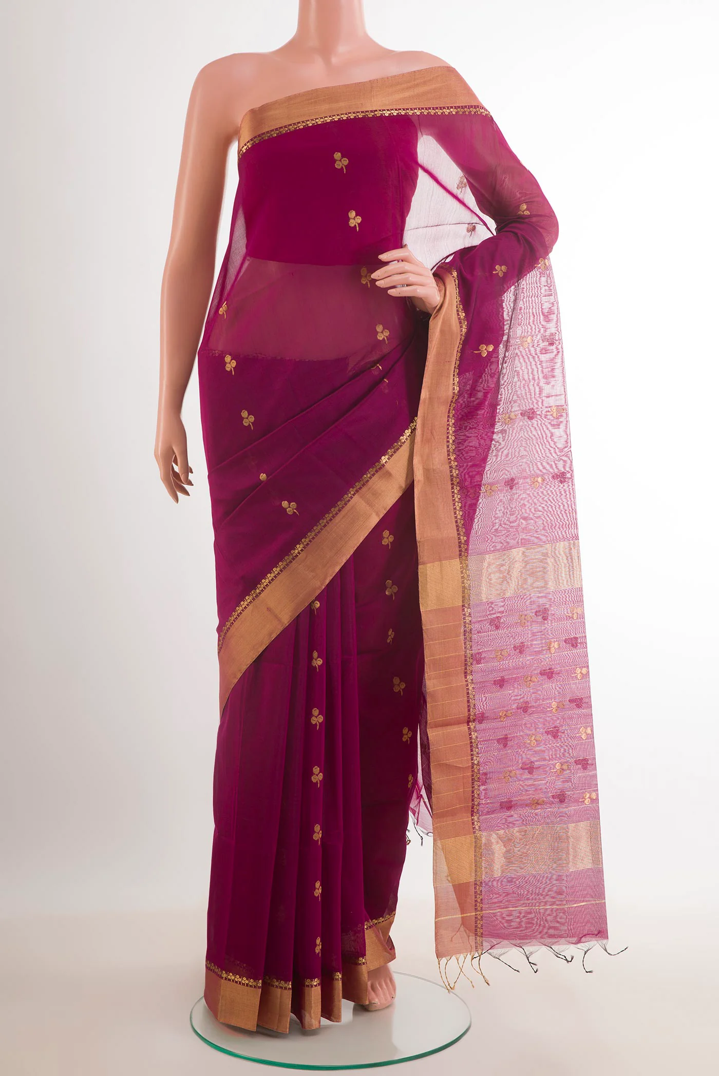 Magenta Maheshwari Silk Cotton Saree