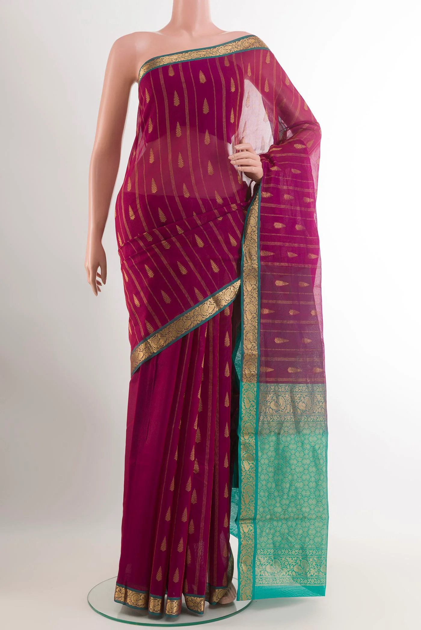 Maroon Silk Cotton Saree