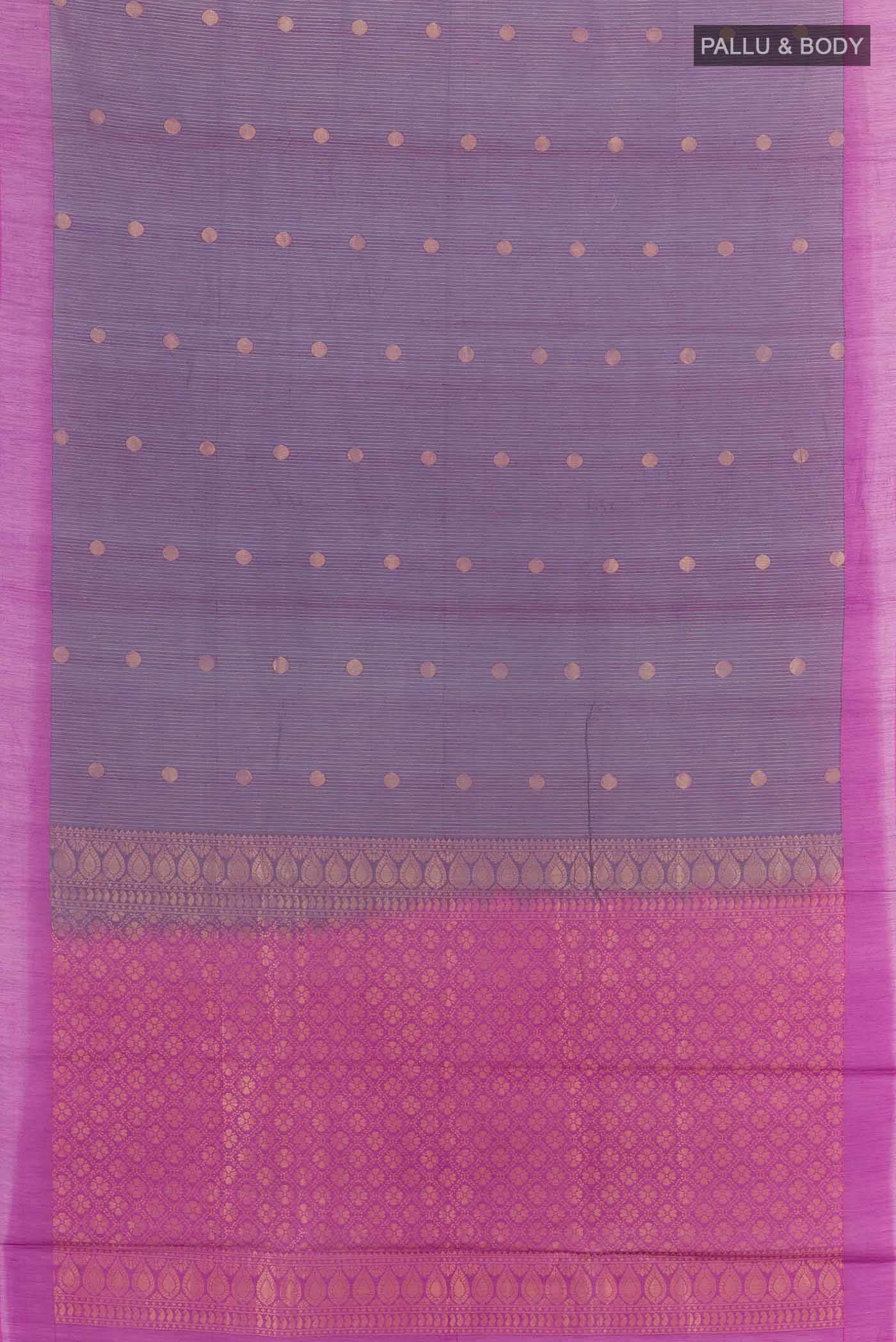 Purple Blended Kora Cotton Saree - Image 2