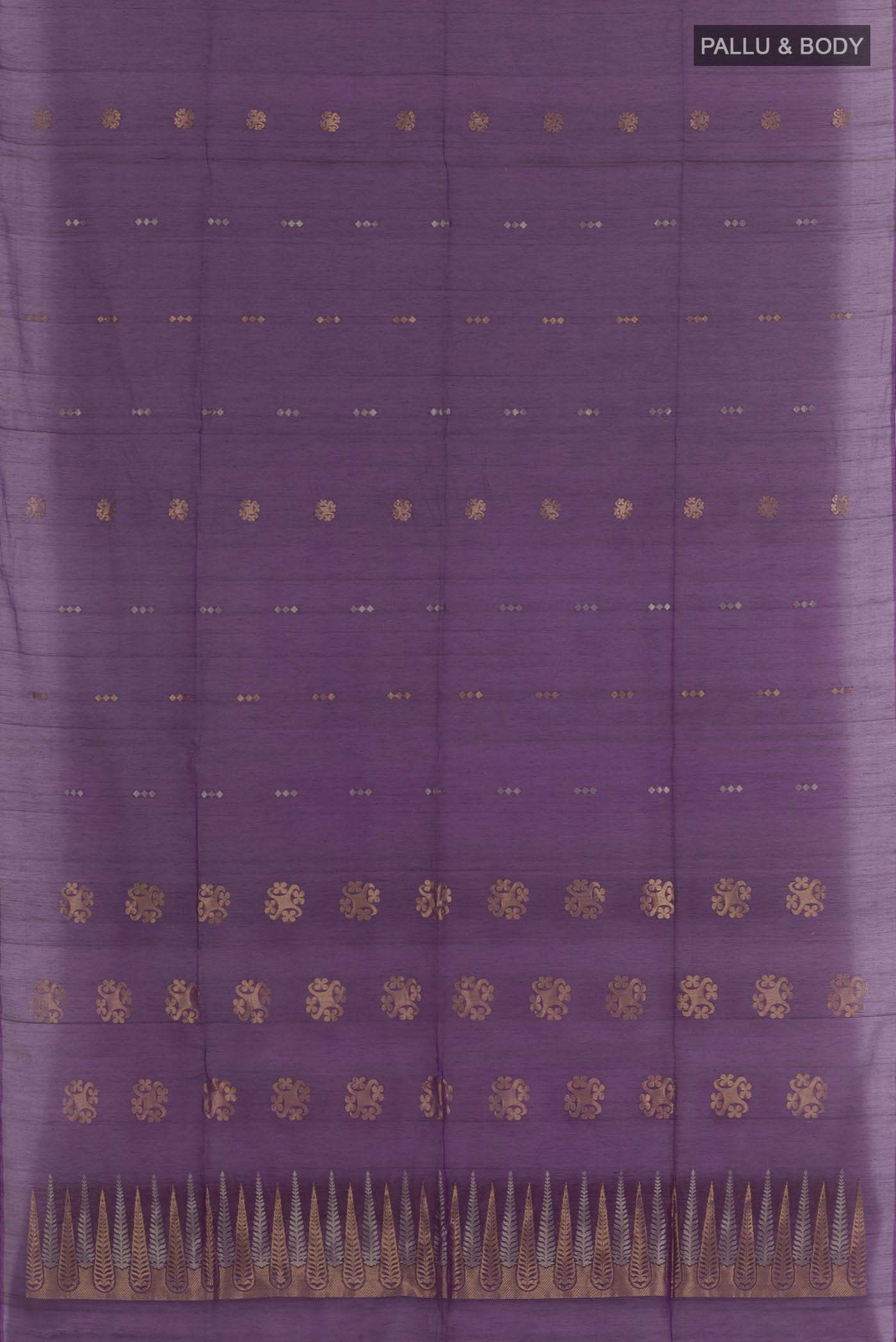 Violet Silk Cotton Saree - Image 3