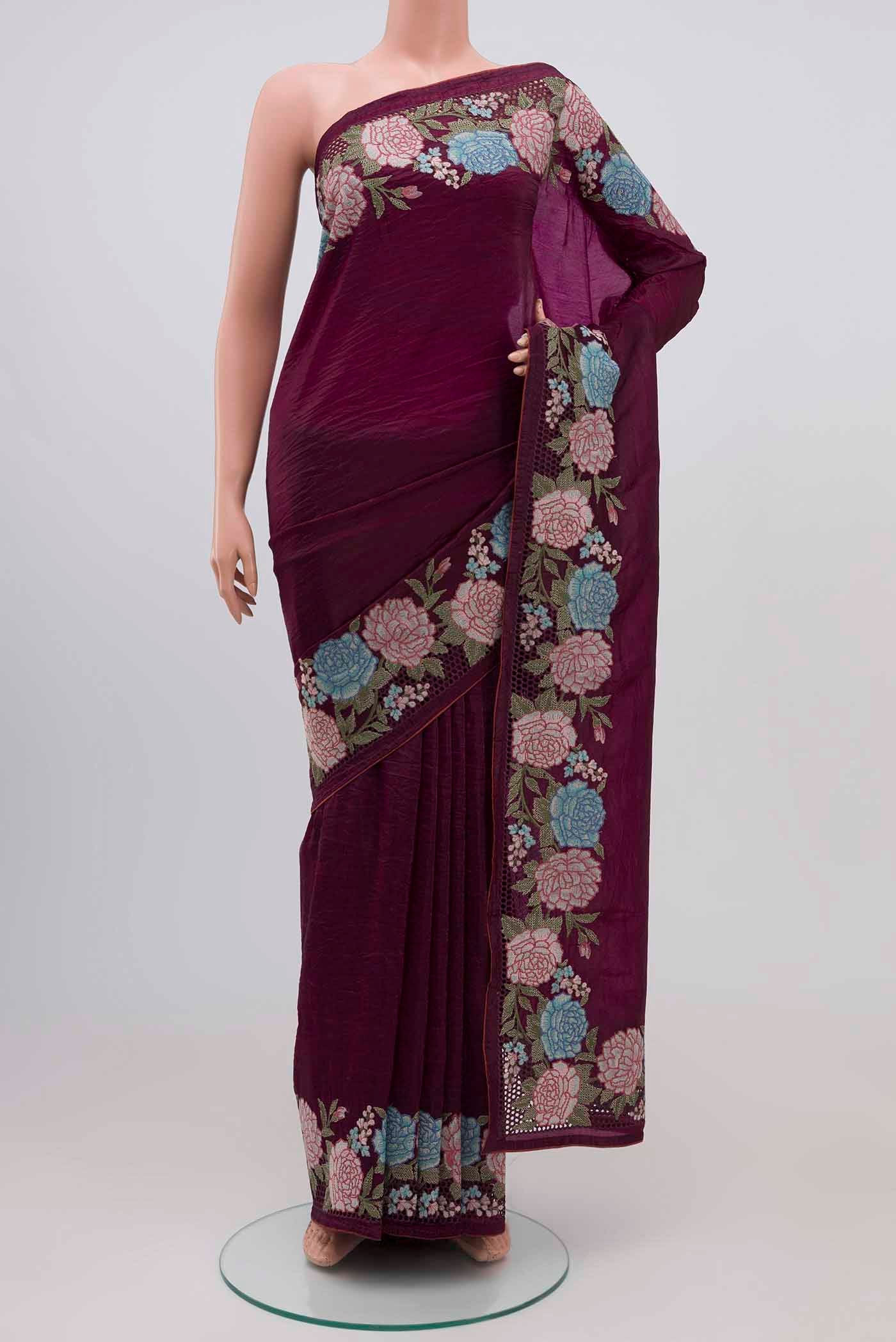 Purple Blended Organza Silk Saree