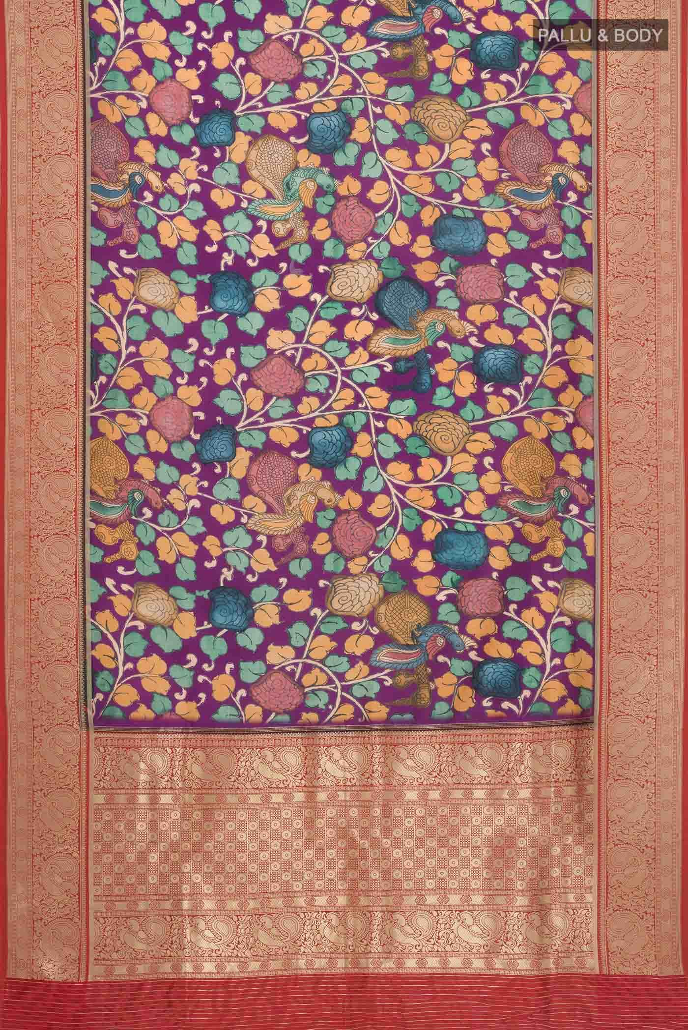 Purple Blended Printed Silk Saree - Image 2
